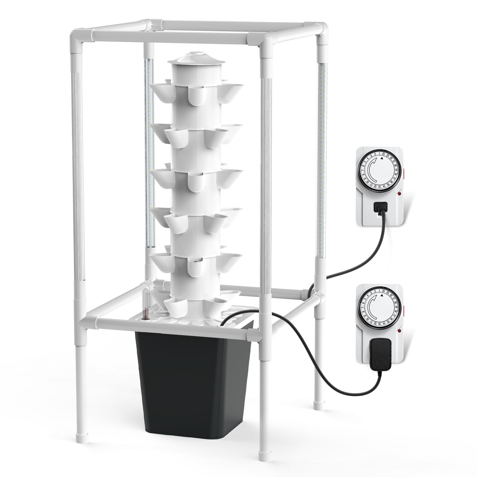 30 Pods 6-Tier Vertical Hydroponic Growing Tower with Lights