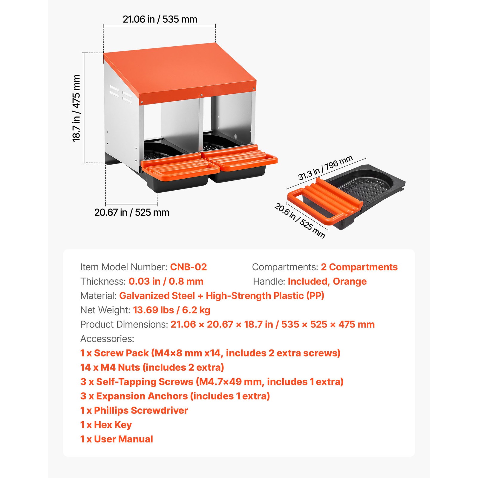 Uimoso Chicken Nesting Boxes with 2 Compartments for Egg Laying