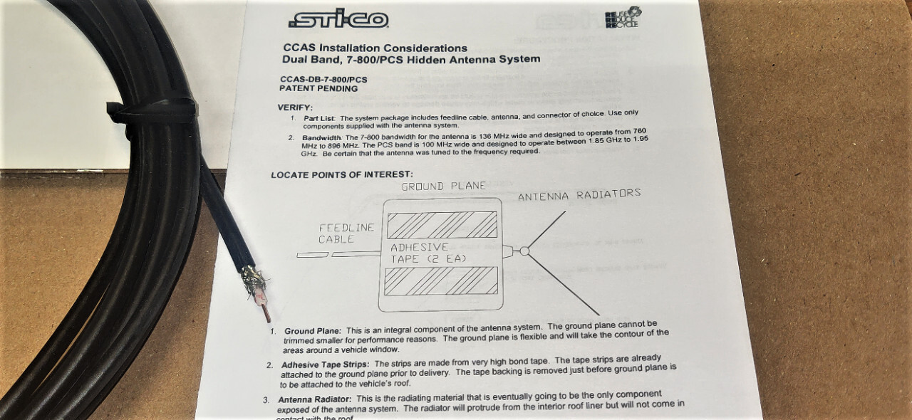STI-CO CONCEALED RADIO/CELLULAR/MOBILE DATA ANTENNA CCAS-DB-7-800/PCS DUAL-BAND