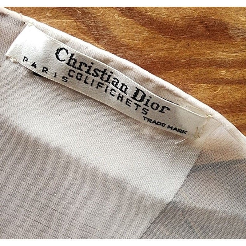 VTG 50s Christian Dior COLIFICHETS Scarf Cream Silk Square Rare Museum Archive
