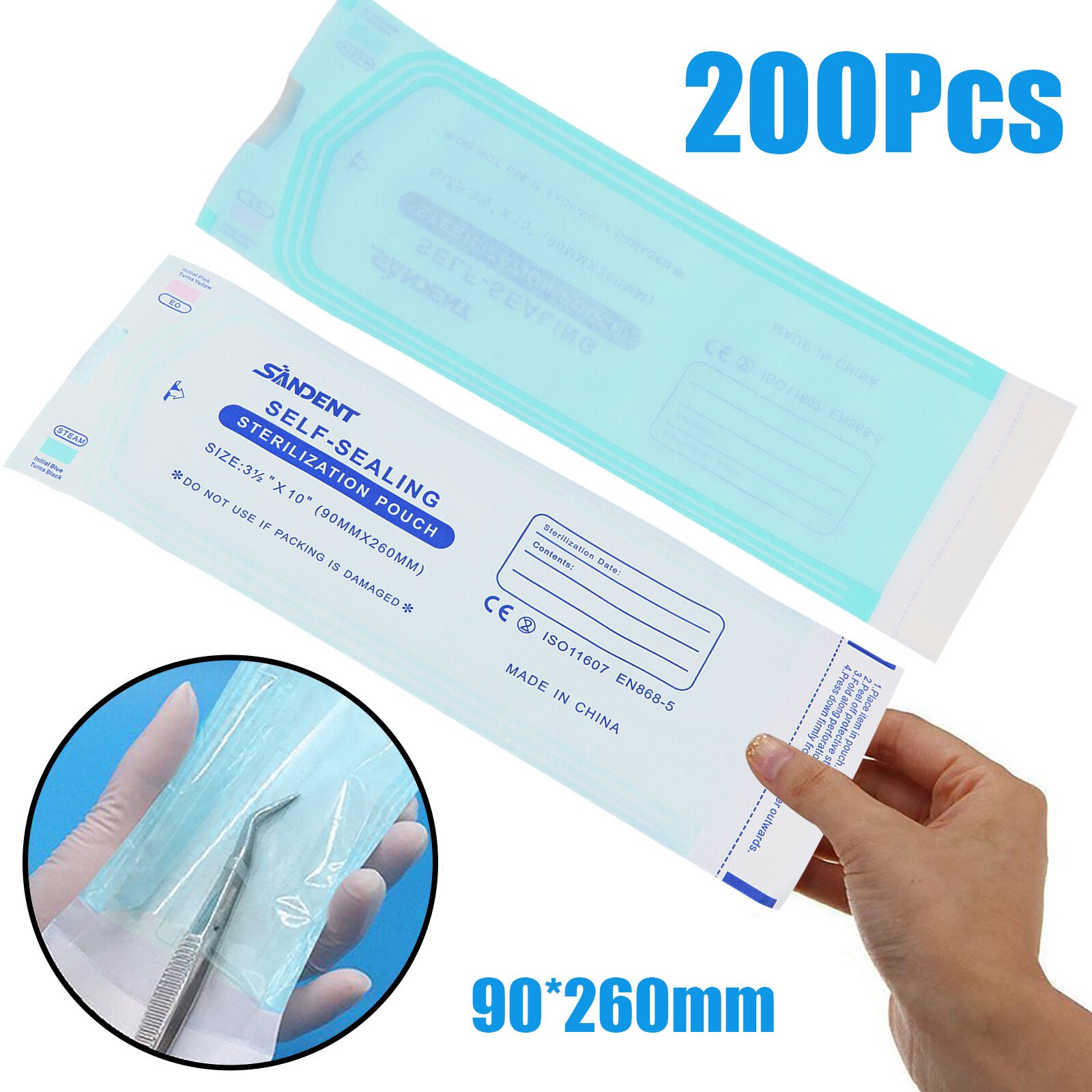 up to 7000 Sterilization Pouches 3.5 " x 10 " Dental Medical Self Seal Pouch Bag