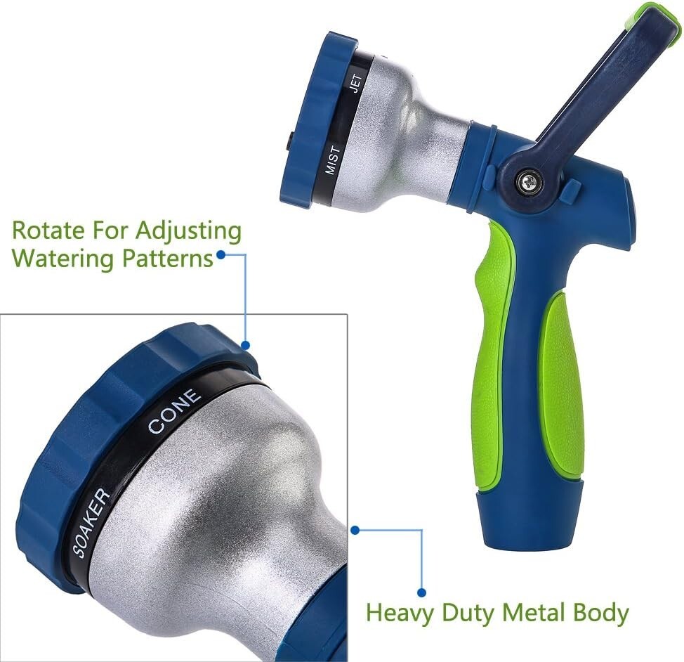 Garden Hose Heavy Duty Water Nozzle High Pressure with Ergonomic Handle