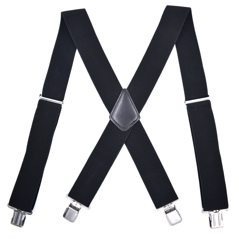 Mens X-Back 2" Adjustable Elastic Braces Suspenders w/ Heavy Duty Metal Clips