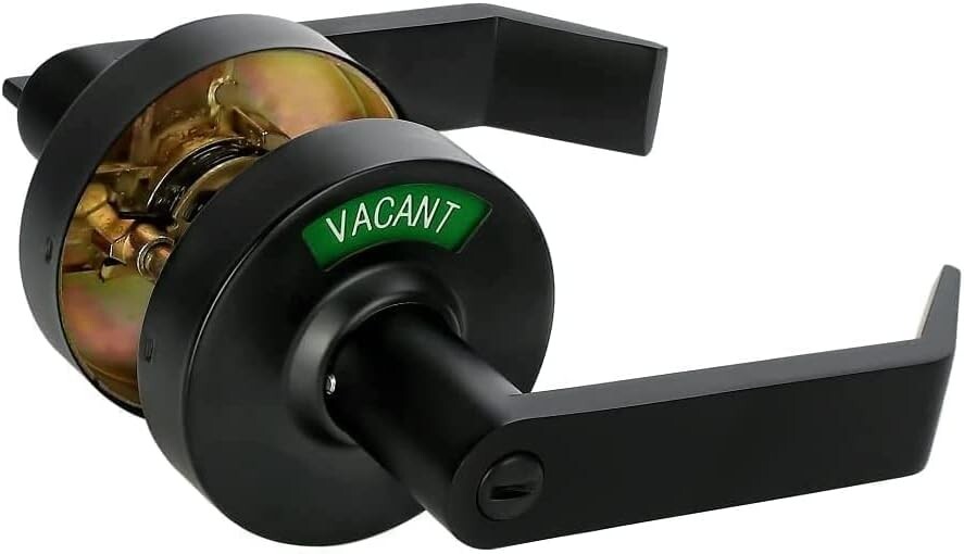 Extra Large Bathroom Privacy Lever Lock with Indicator Left-hand Door Black