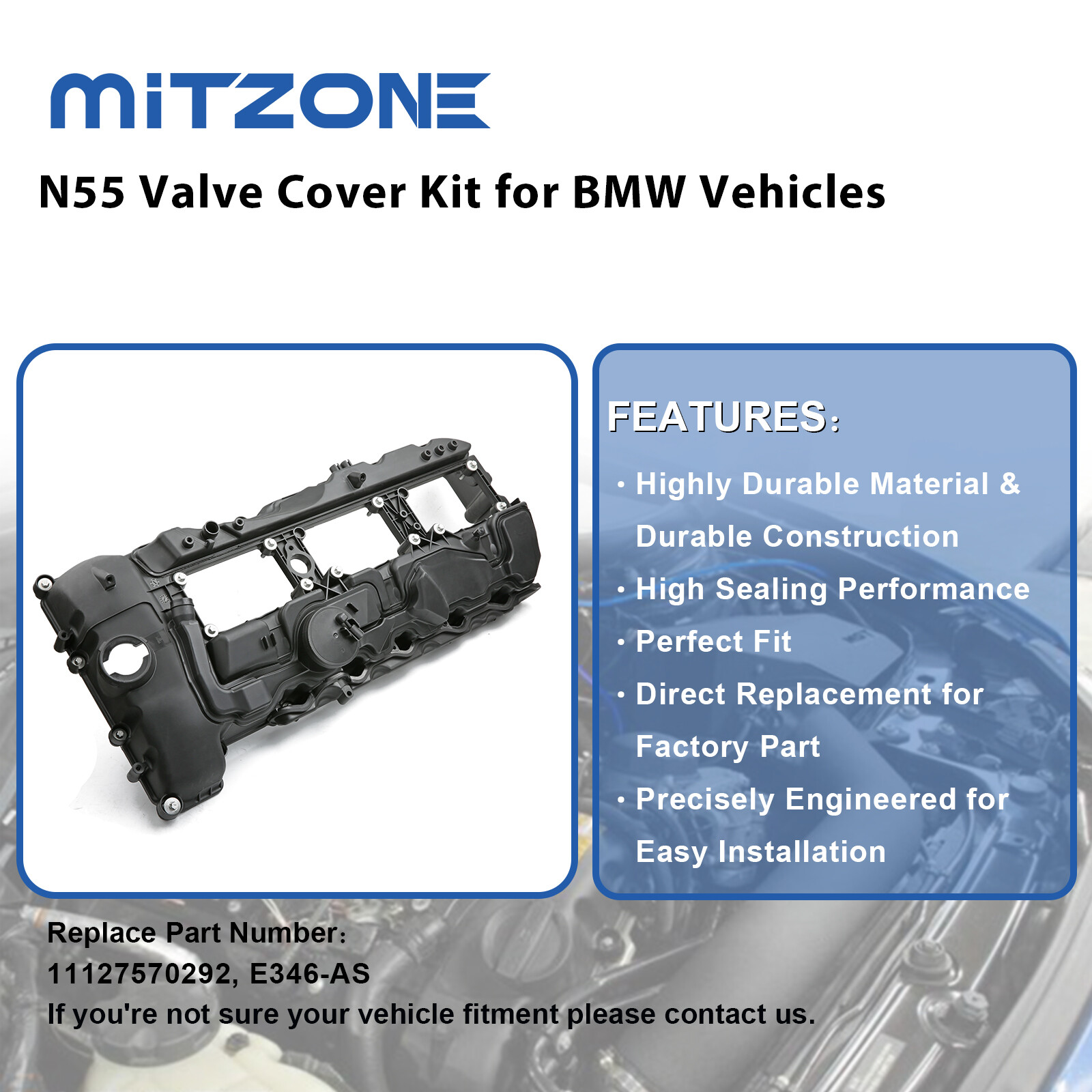 Valve Cover w/ Gasket & Cap for BMW N55 135i 335i 535i 640i 740i X3 X5 X6 3.0L