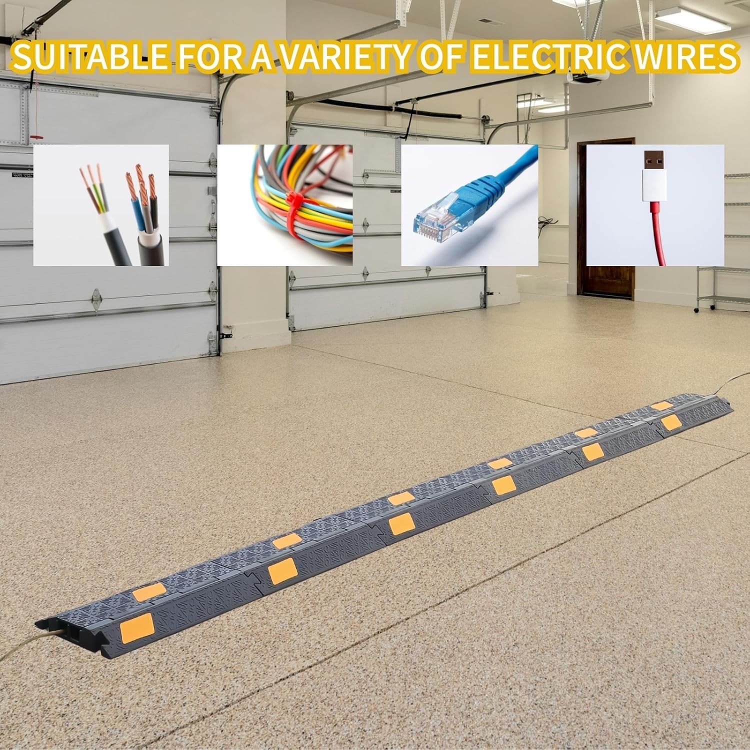 2/6Pack 2 Channel Cable Cover Ramp Rubber Cord Protector for Road or Garage