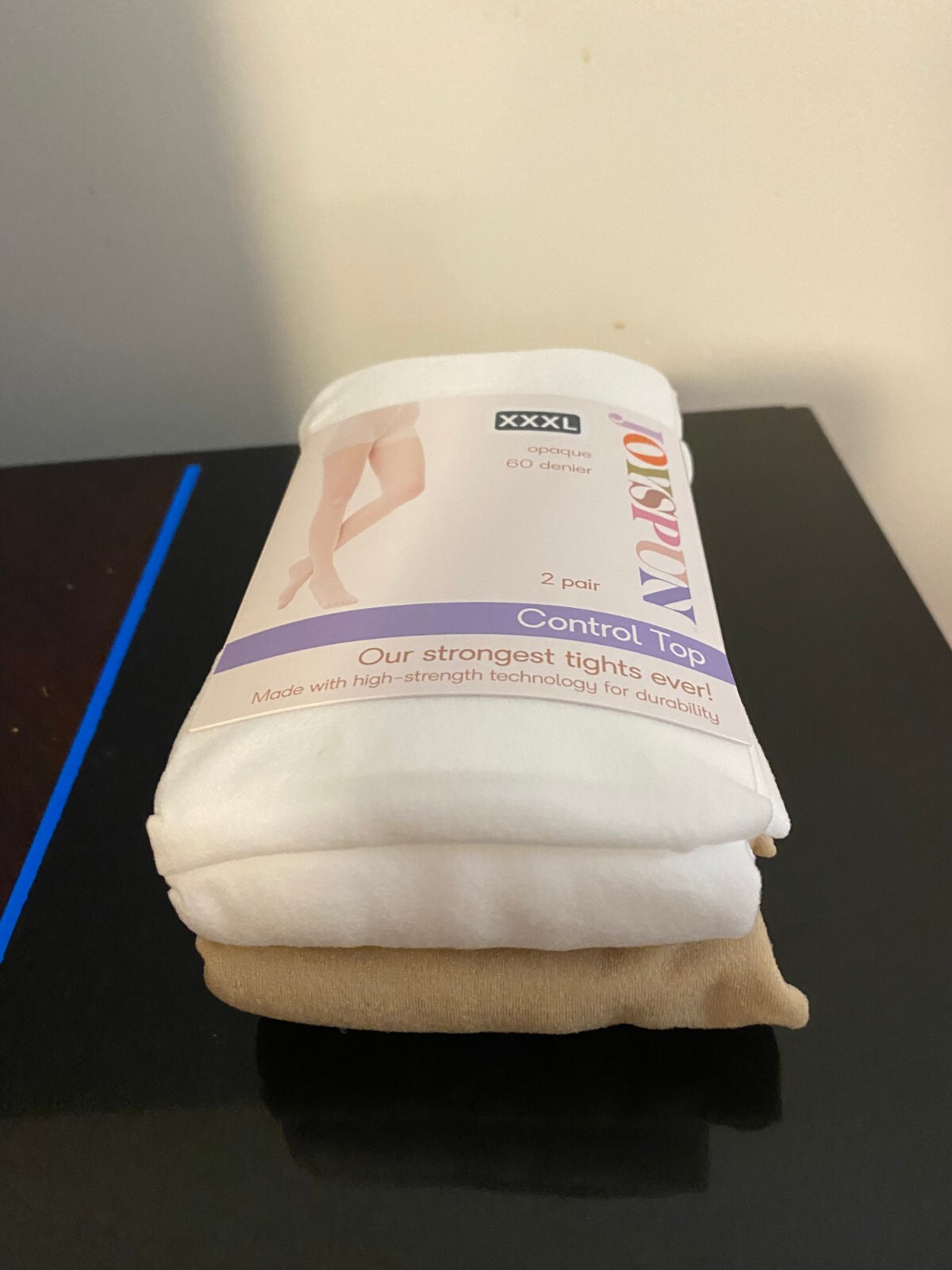 NEW WOMEN'S SIZE XXXL JOYSPUN 2 PACK WHITE /CHINO OPAQUE TIGHTS 60 DENIER