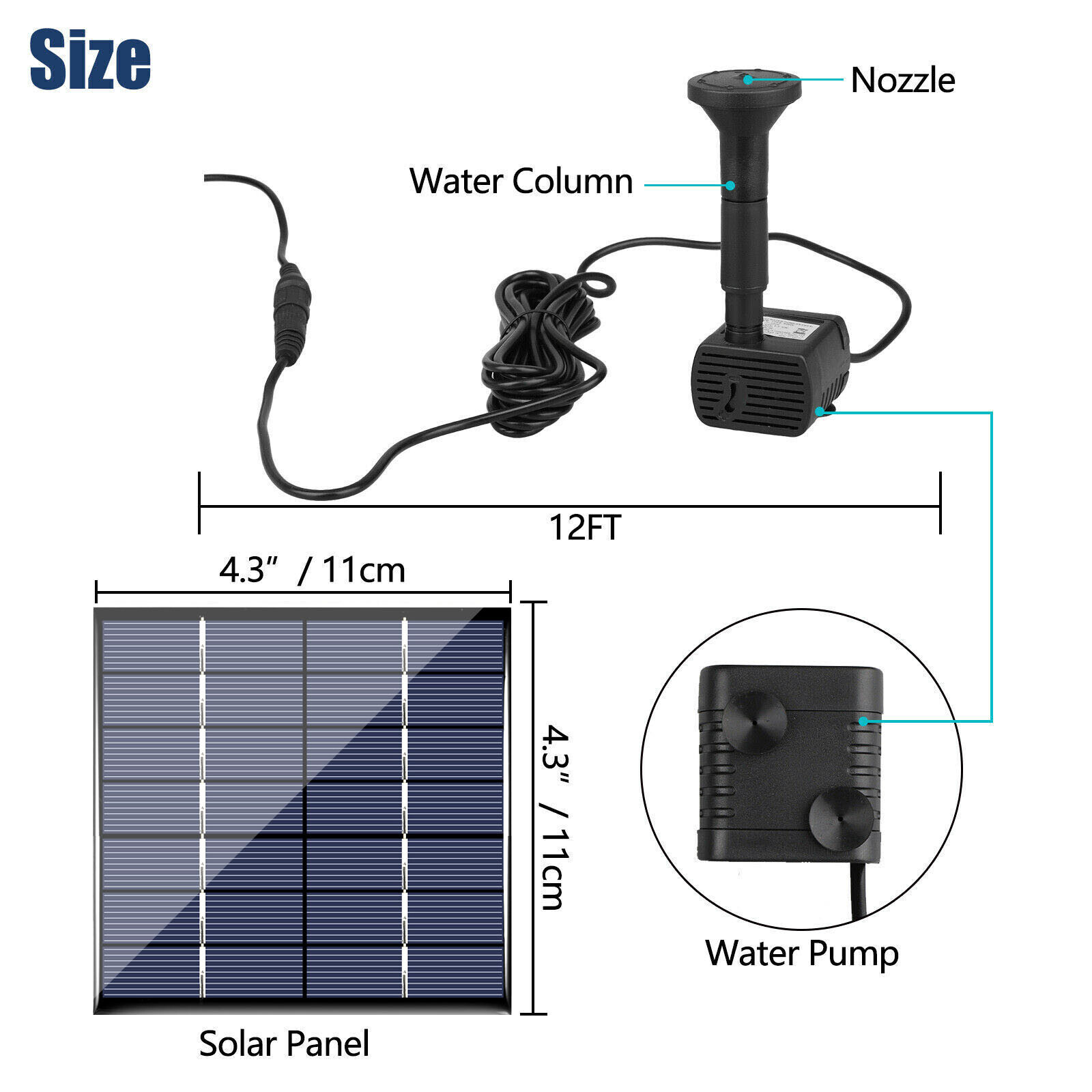 Solar Power Fountain Submersible Water Pump Bird Bath Pond Garden Decor 180L/h