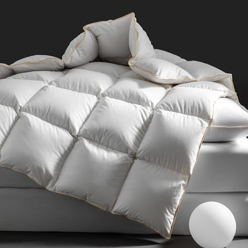 Luxurious Goose Down Comforter King Size Filled with King-90x106 inches White