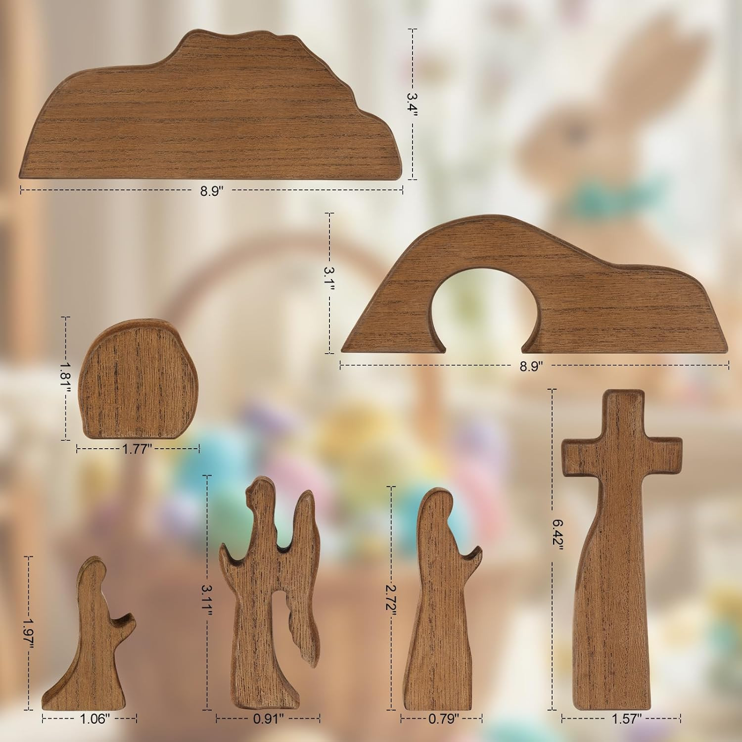 Empty Tomb Easter Scene and Cross Decoration, Wooden Easter Resurrection Scene S