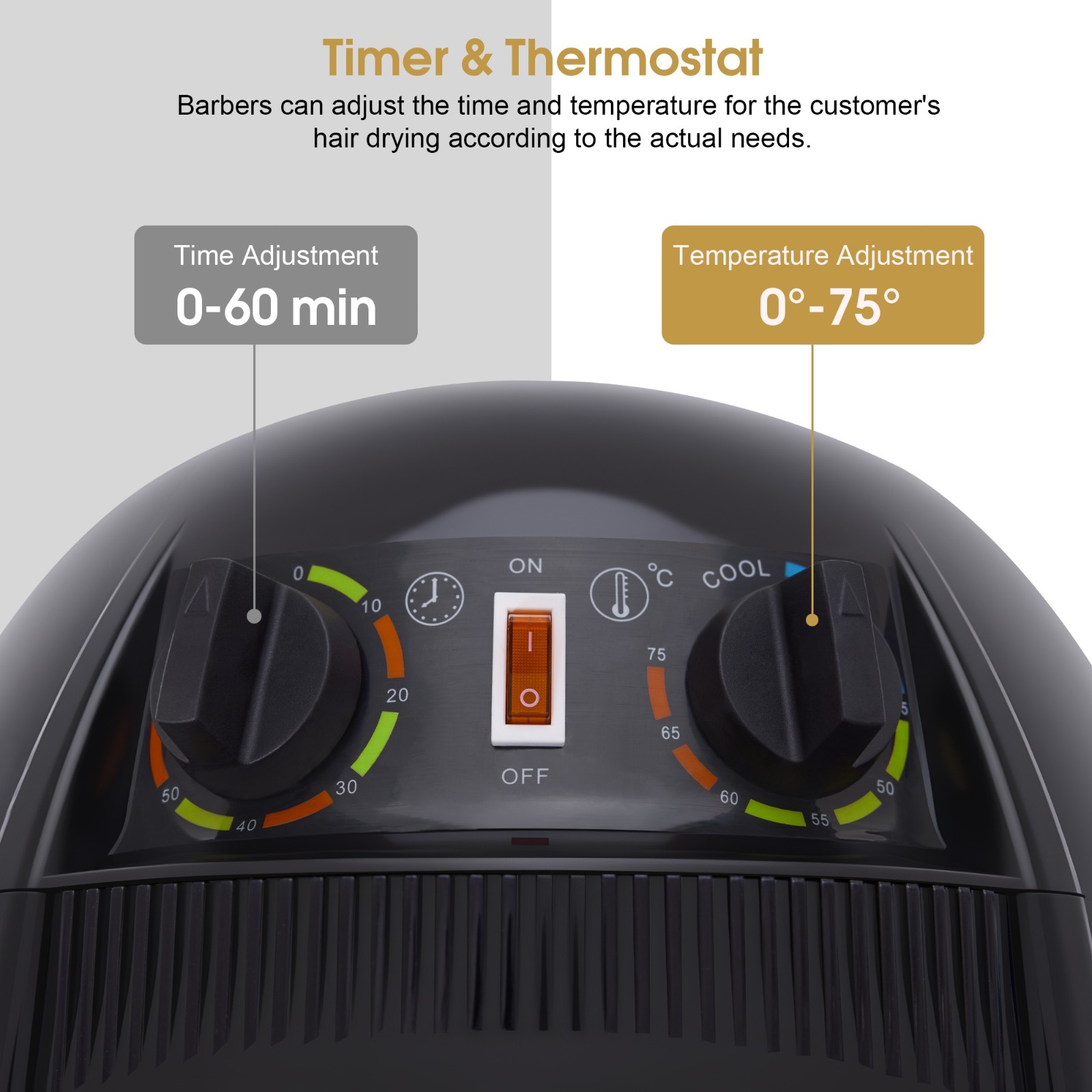 BarberPub 1300W Adjustable Hooded Hair Bonnet Dryer Stand Up Rolling Base VHD08