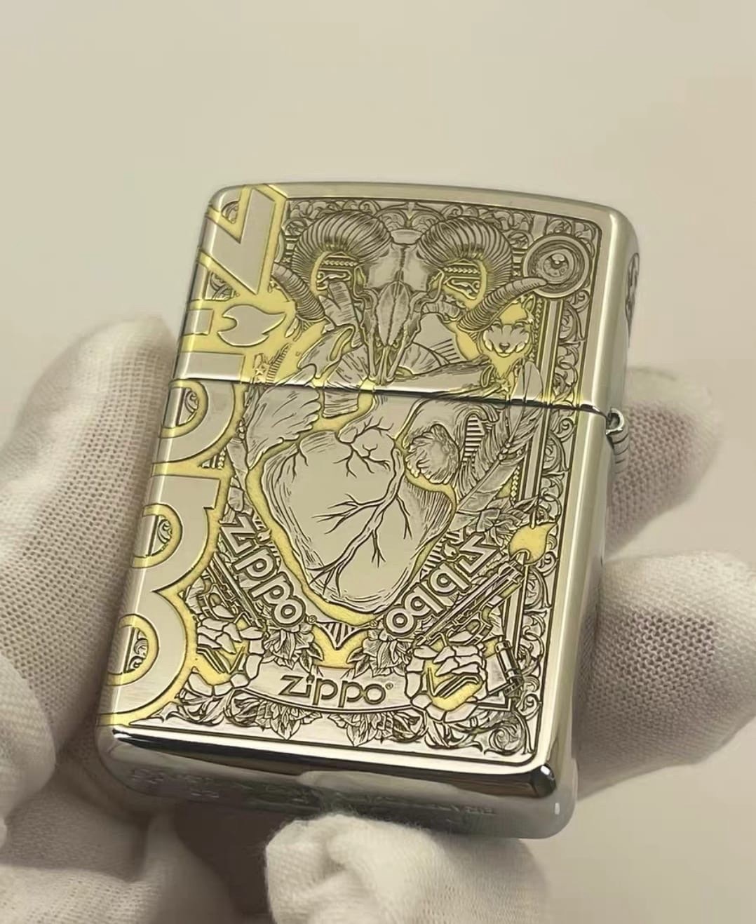 Zippo 5 Sides Marlboro Skull & Heart Mixed Lighter In A New Box