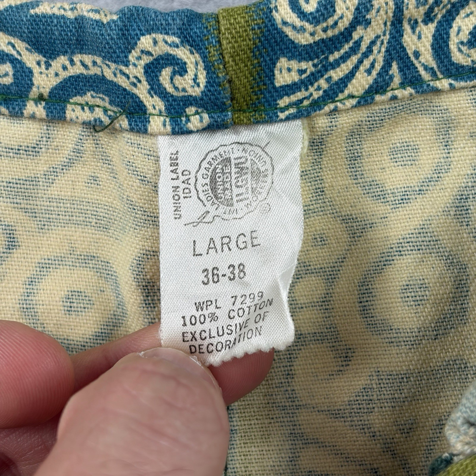 Vtg Beach Pants Mens Large Green Hippie Tiki Surf Tribal Resort 70s Union Made