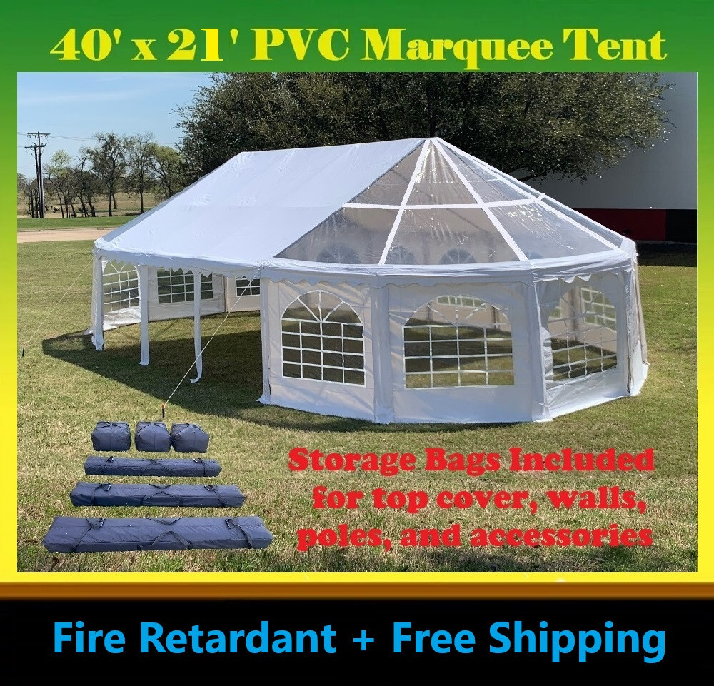 40'x21' PVC Marquee Fire Retardant Party Wedding Tent Canopy with Bay Windows