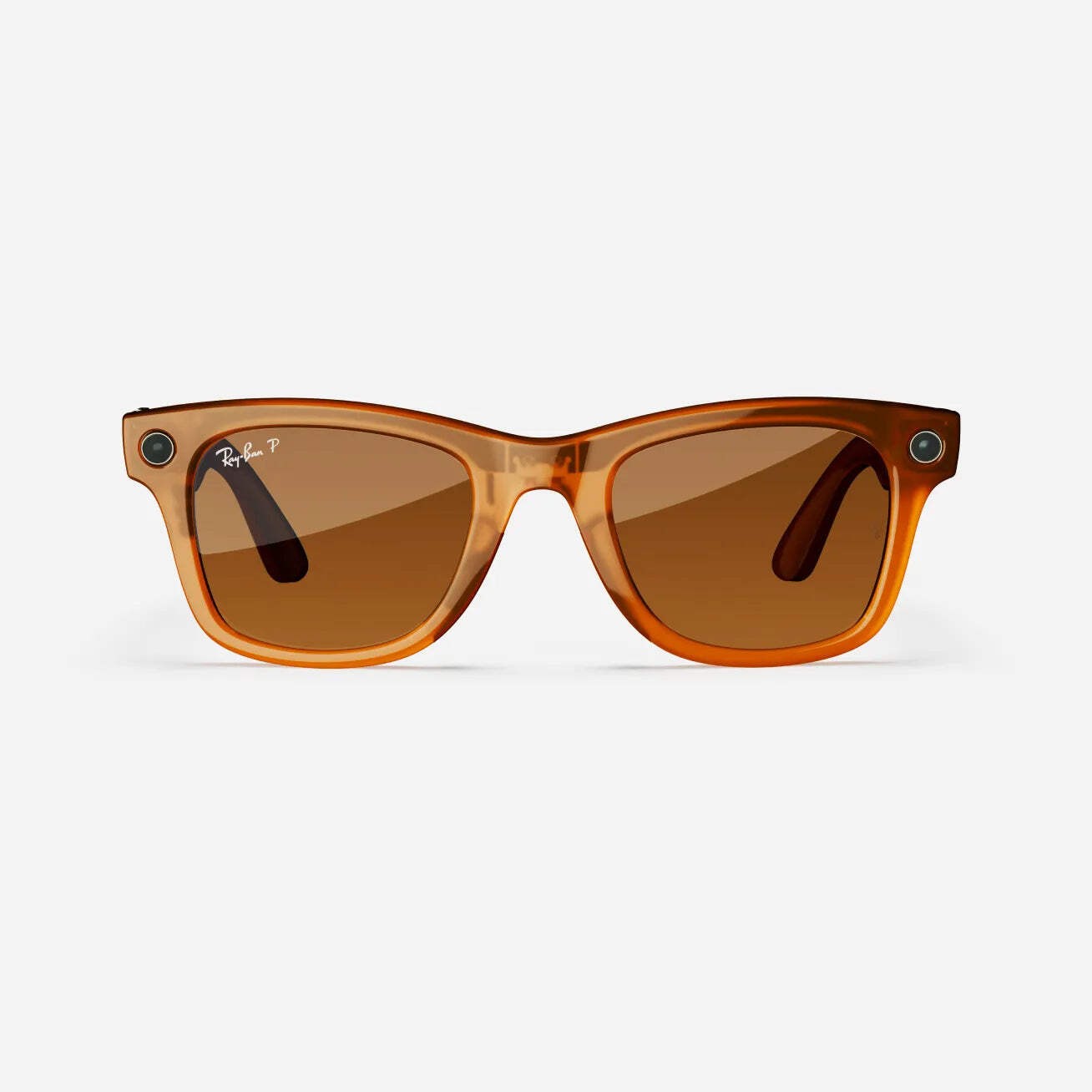 Ray-Ban Meta Wayfarer (Refurbished), Shiny Caramel Transparent / Brown, Large, H