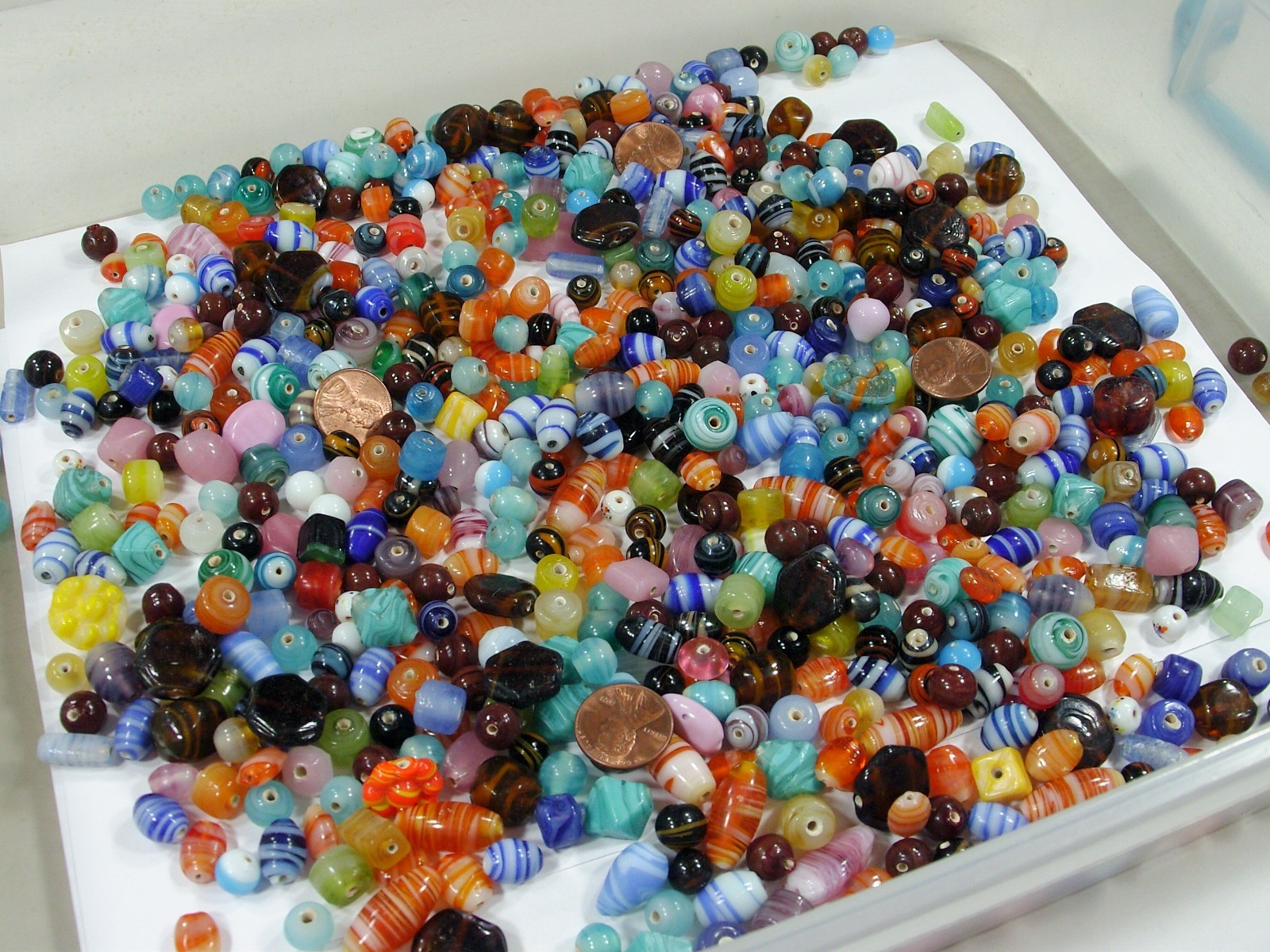 2 Pounds Assorted Shapes and Sizes India Handmade Multicolor Glass Beads (D-8) ⭐