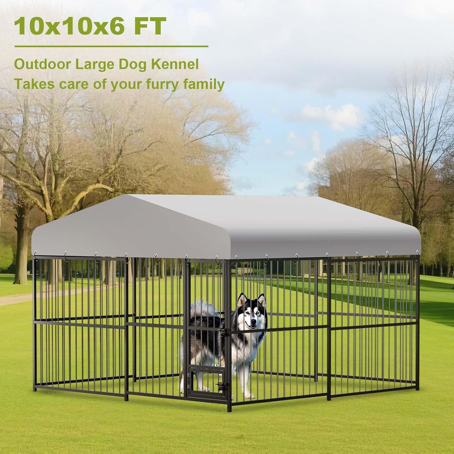 Heavy Duty Dog Kennel Pet Metal Playpen Large Animal Cage Outdoor 10x10x6FT