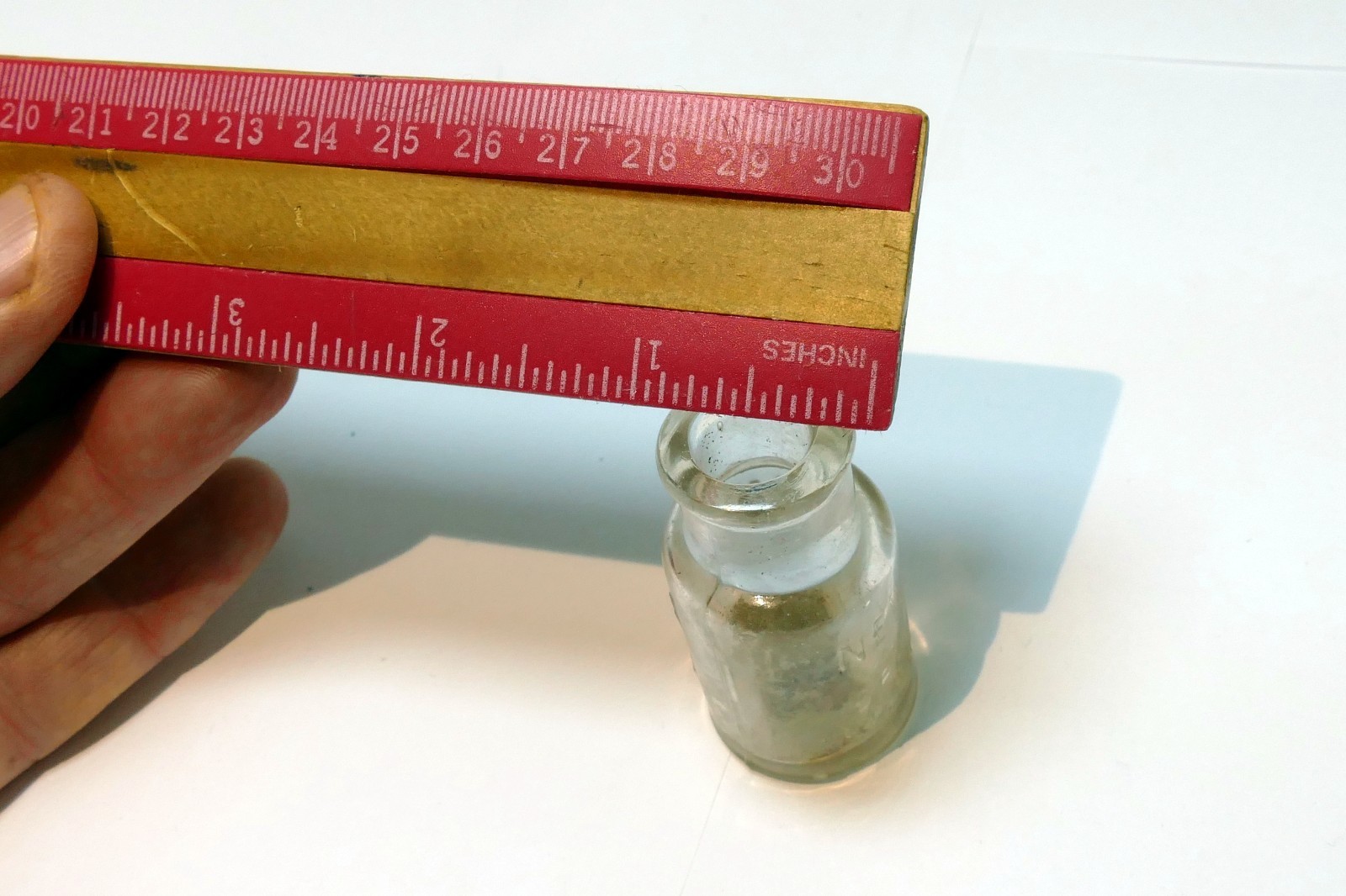 Sample Size Embossed Majors Cement Bottle New York rattlesnake oil 1890's