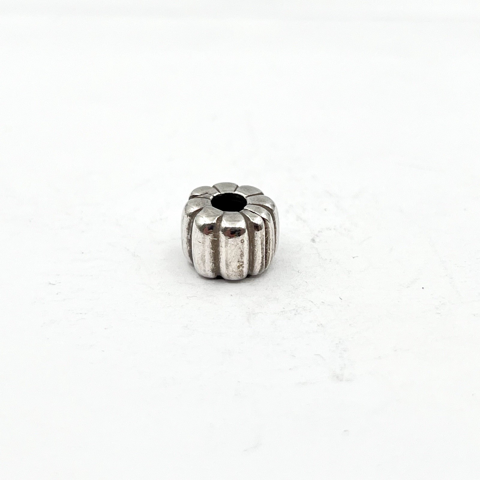 Authentic Pandora S925 ALE Ribbed Clip Snap Spacer Bead Charm
