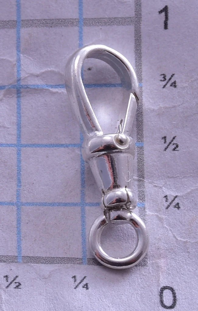 One Sterling Silver 1Pc x 22mm Sterling Silver Carabiner Lobster Clasp DB4V