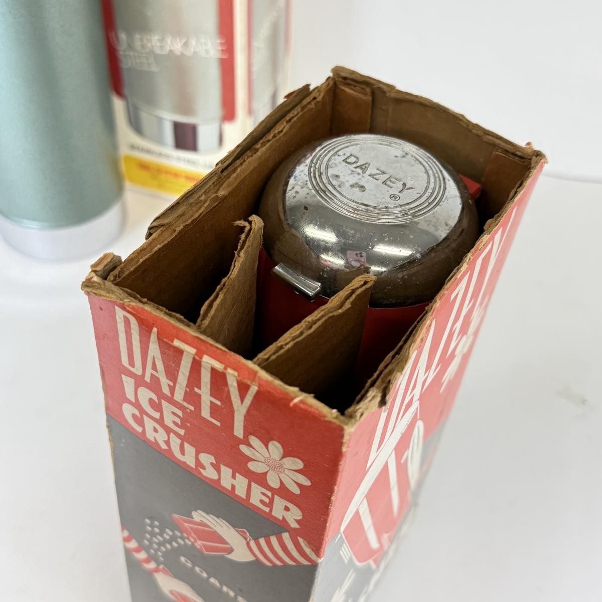 Dazey Atomic Red Rocket Wall Mount Triple Ice Crusher Cocktail Mid Century w/BOX