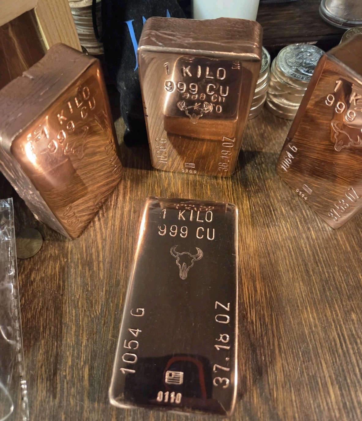 1 Kilo Hand Poured Solid Copper Bullion Bar .999 Pure Fine Copper Kg Ingot