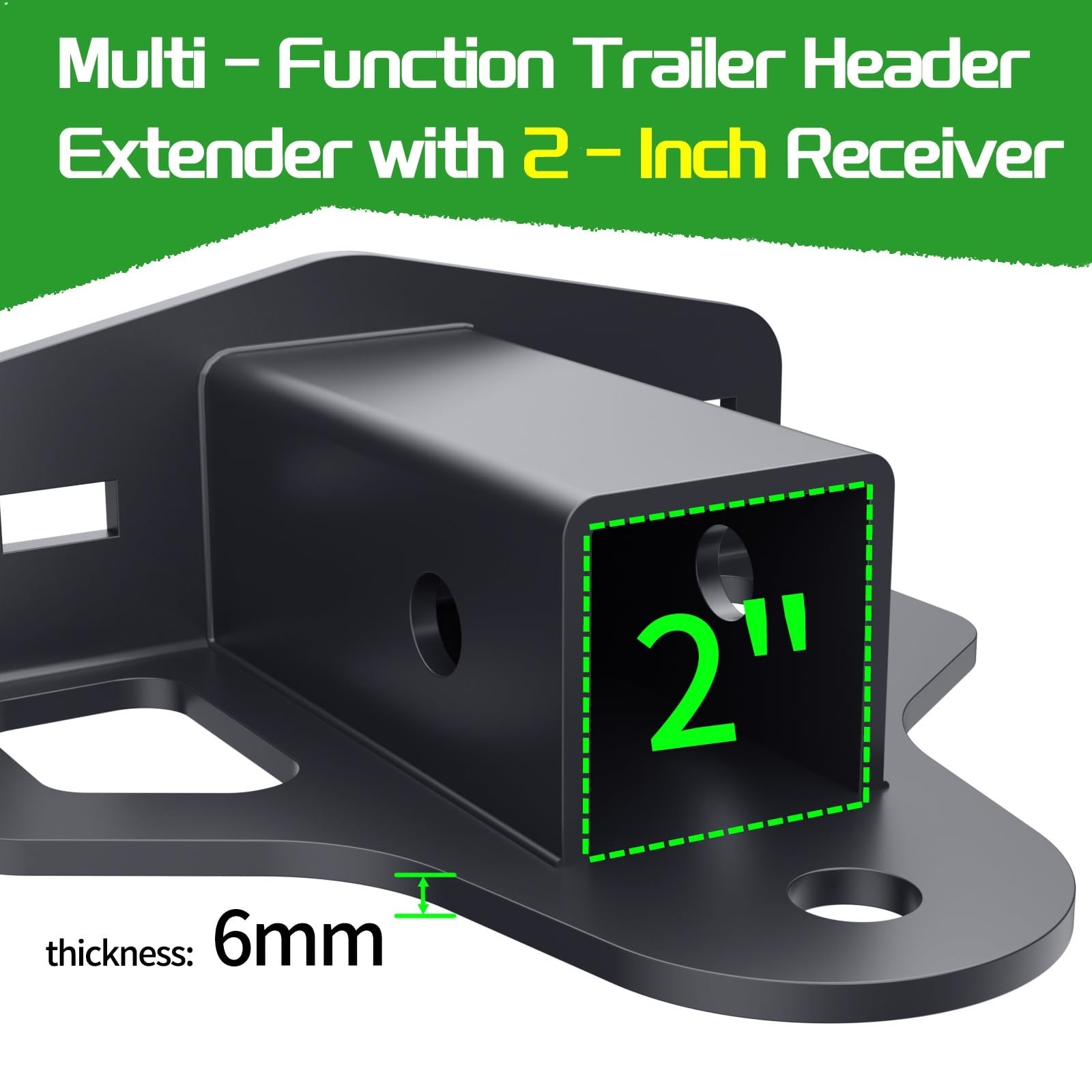 Zero Turn Lawn Mower Hitch with 2" Receiver，6mm Thicker Heavy Duty Steel
