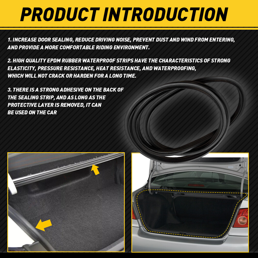 Weatherstrip Rear Trunk Lid Black Rubber For 2003-2008 Toyota Corolla Seal Strip