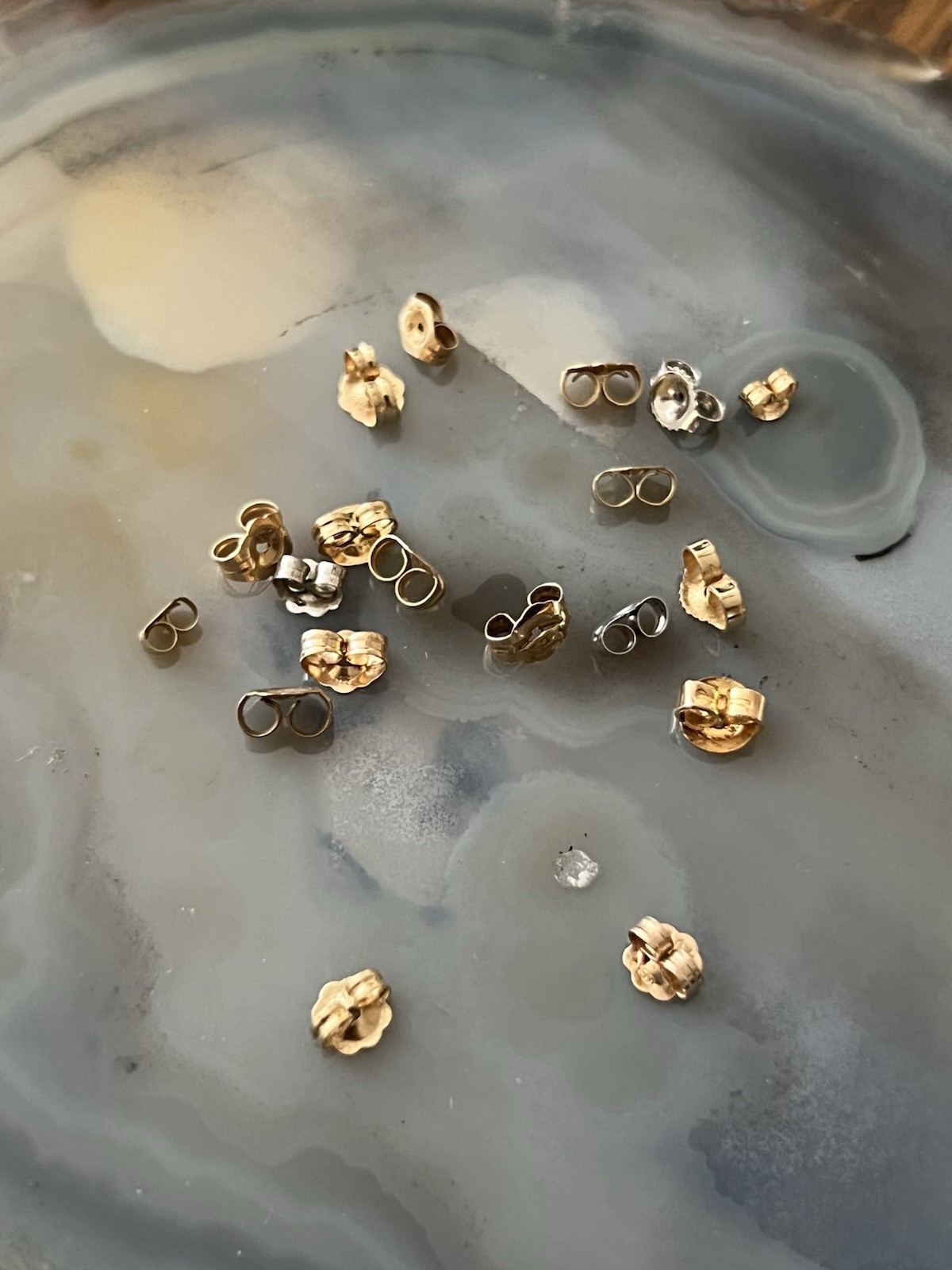 14K Yellow Gold/white  Push Back Finding Lot Of 19
