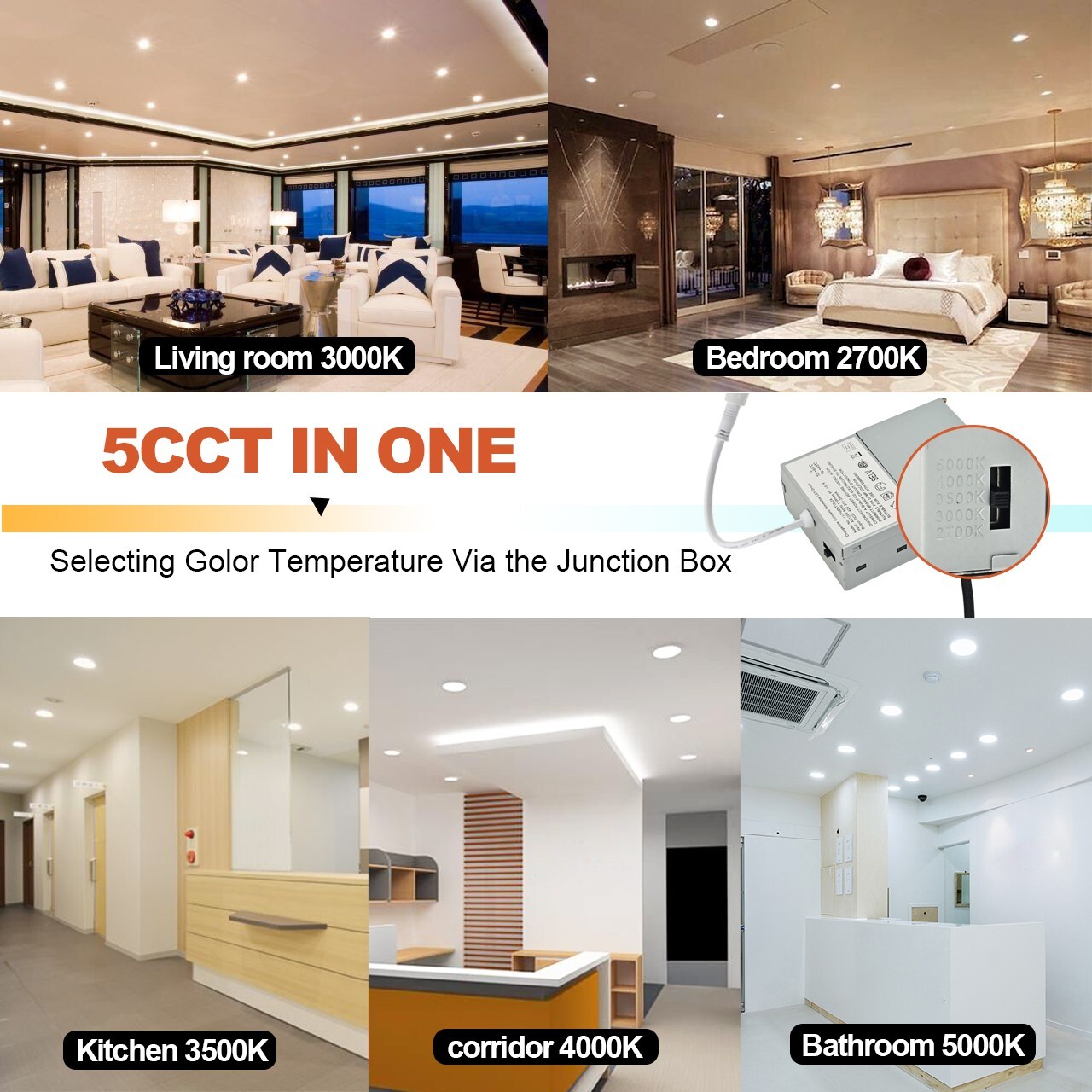 12 Pack 6 Inch 13W 5CCT LED Ceiling Lights Downlights Dimmable with Junction Box