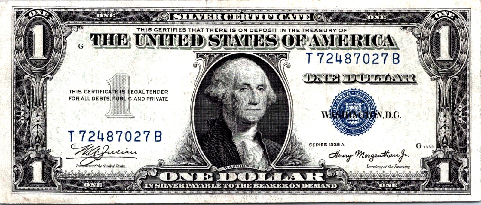 1935-A $1 Silver Certificate Fr. 1608 VF-CVF