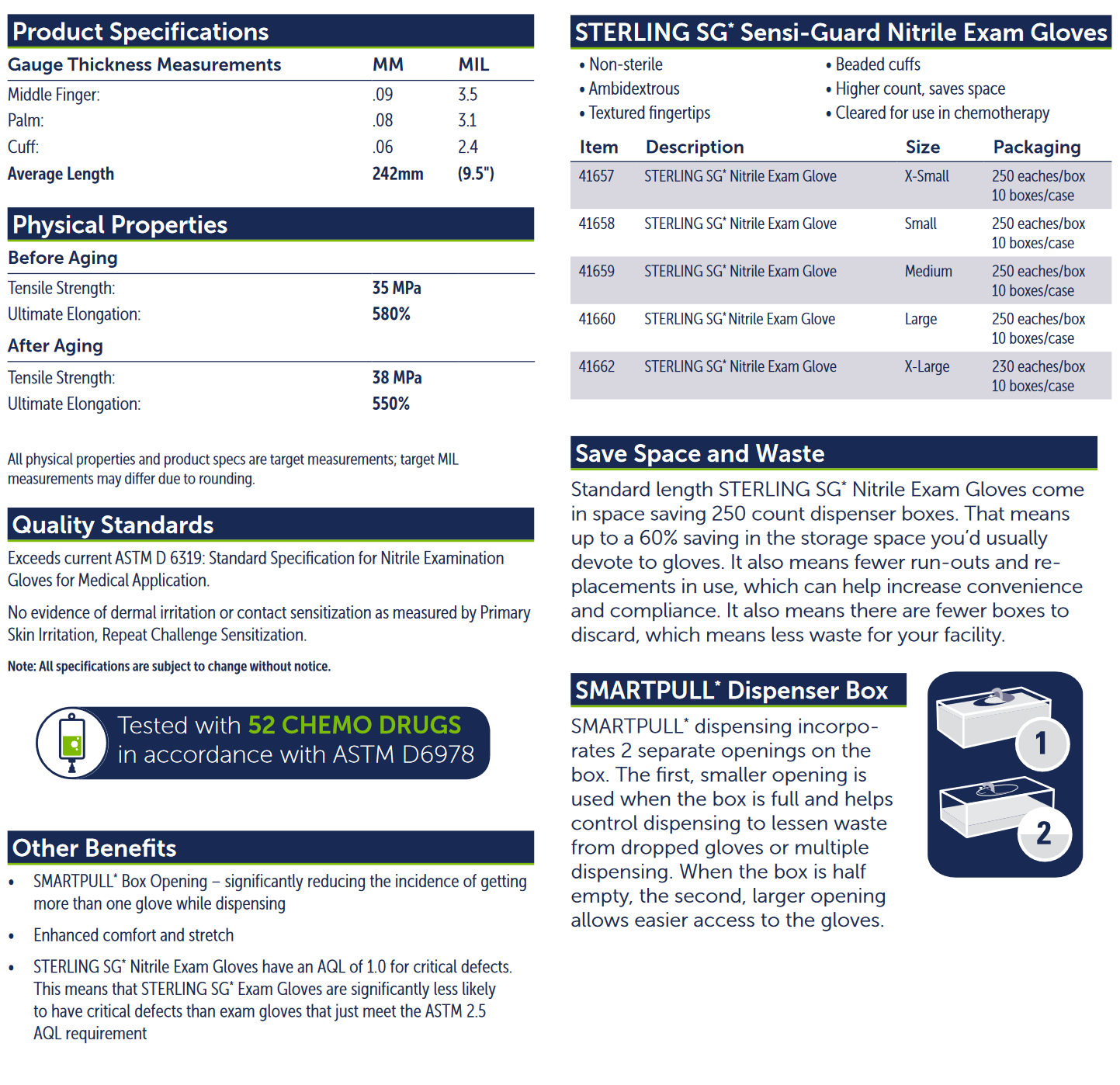 2500 HALYARD NITRILE STERLING SG EXAM GLOVES (1xCASE) (L/M/S powder & latex free