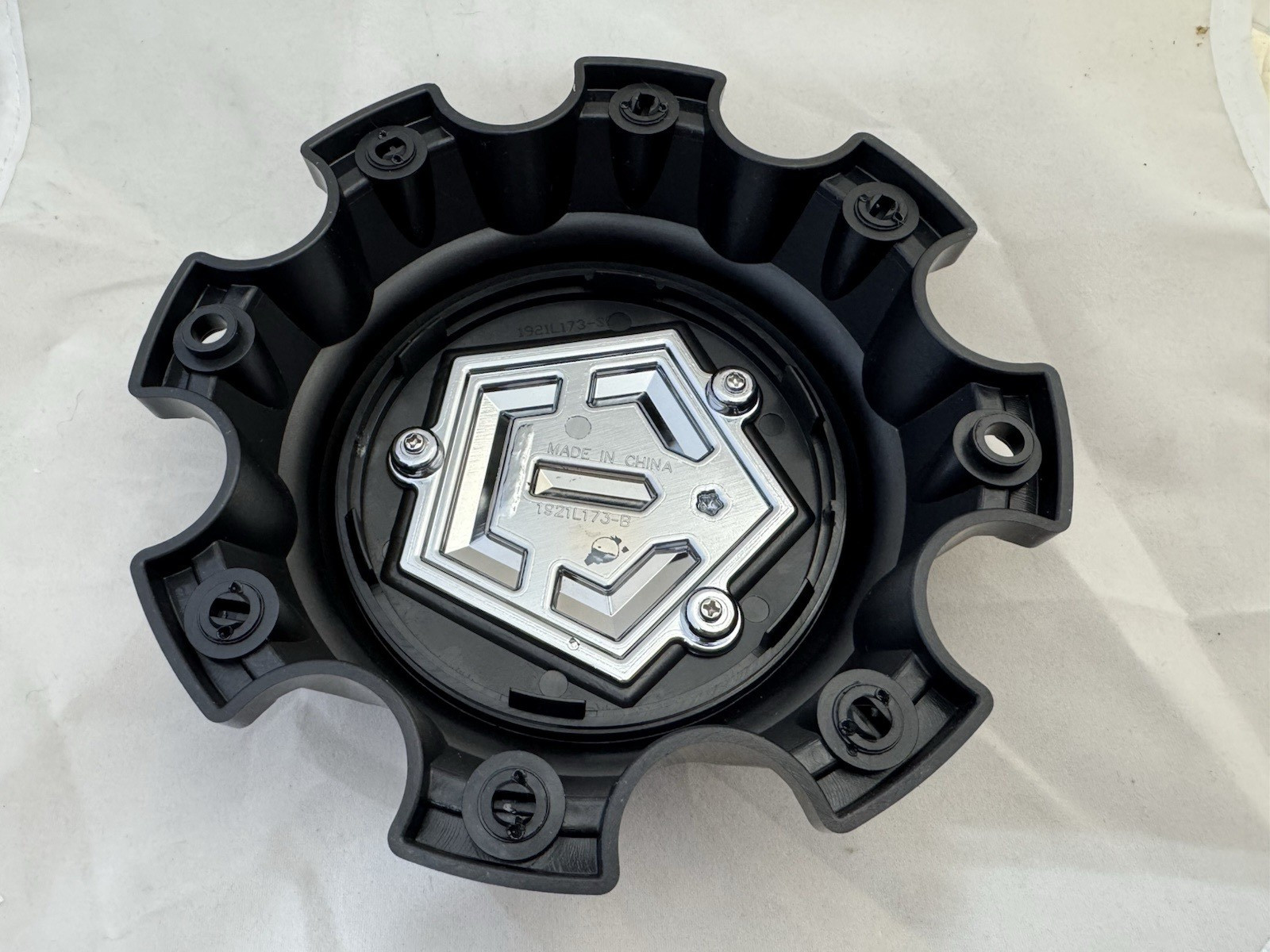 TIS 544 8 Lug Gloss Black Wheel Center Cap with Chrome Logo 1921L173