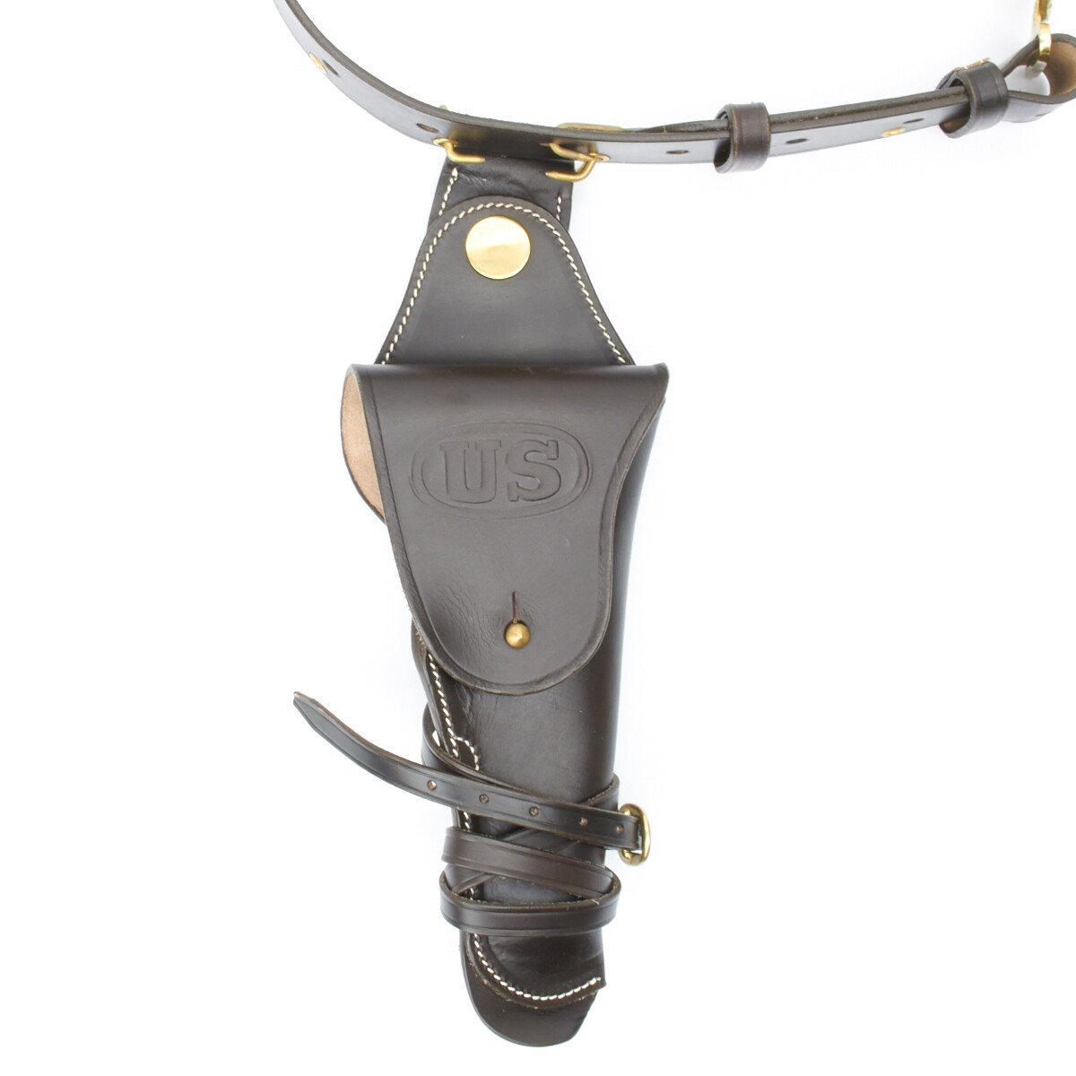 U.S. WWI & WWII M1912 .45 1911 Leather Holster, Belt, Pouch Set- Chocolate Brown