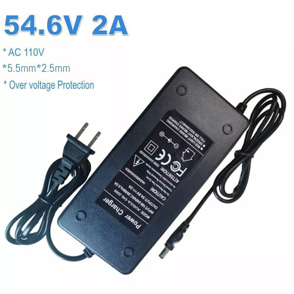 54.6V 2A Adapter Charger 48V Lithium Battery with 5.5mm*2.1mm DC Plug Port 108W