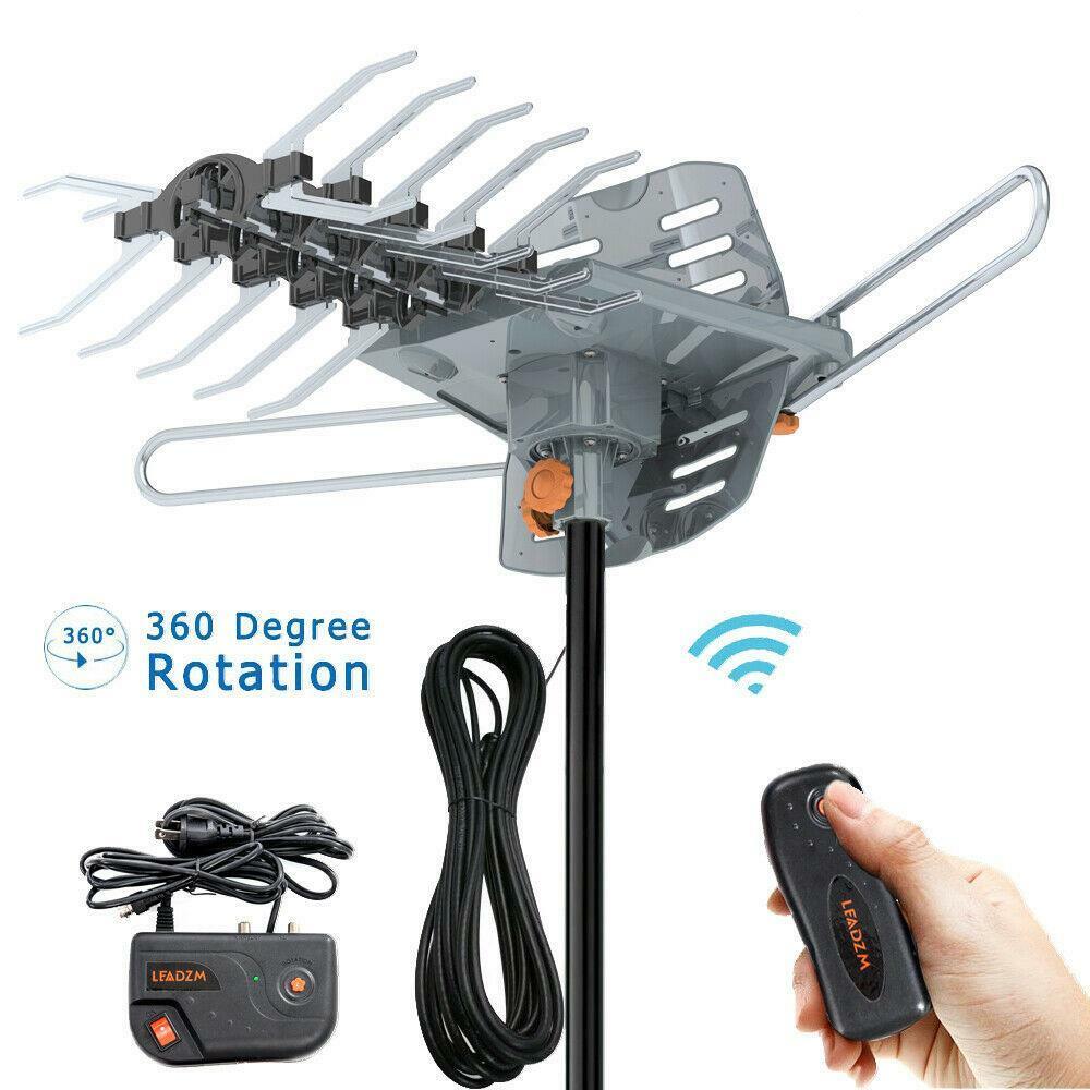 990 Miles Outdoor Amplified TV Antenna Motorized HDTV 1080P 4K 360° Rotation