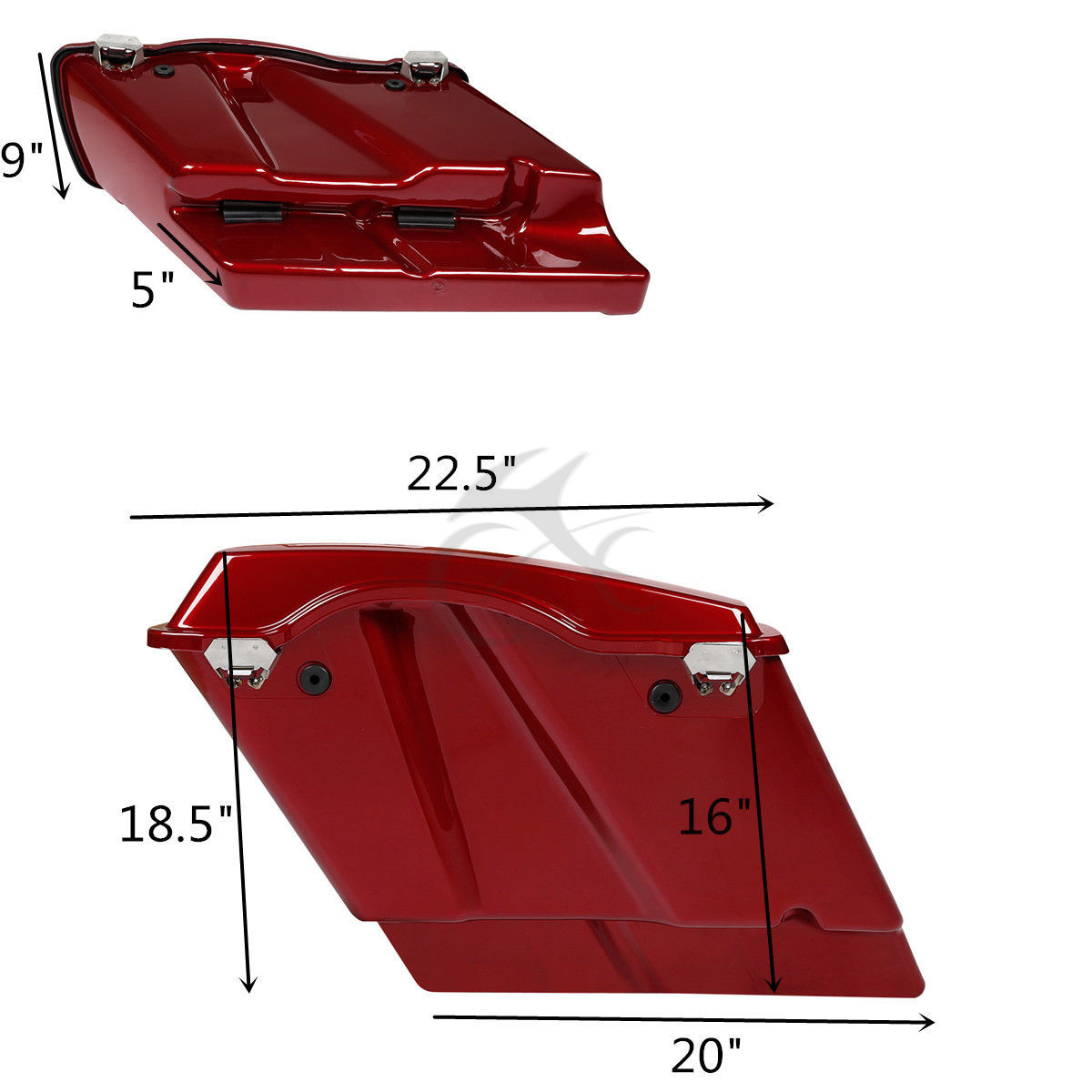 5" Stretched Saddlebags Fit For Harley Electra Glide 93-13 Velocity Red Sunglo