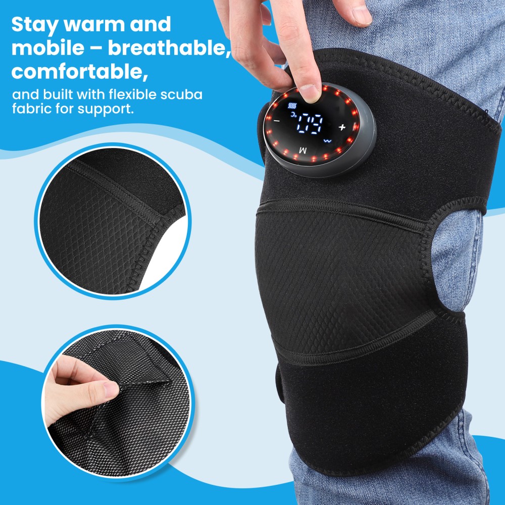 Electric Knee Massager Shoulder Brace with 5 Vibration Modes, 5 Heating Levels