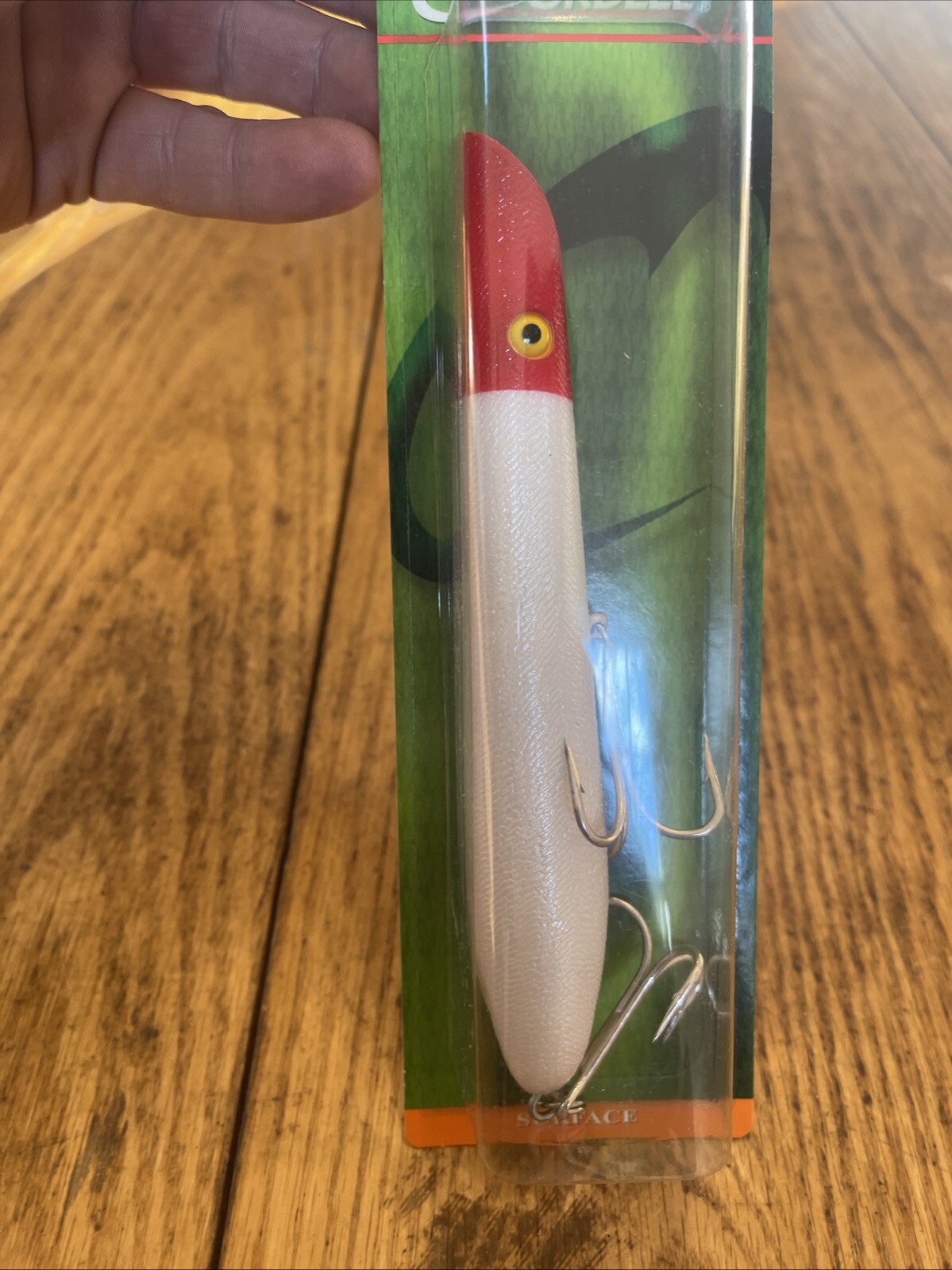 Cotton Cordell Pencil Popper Topwater Lure 7", 2 oz Pearl Red Head C8728