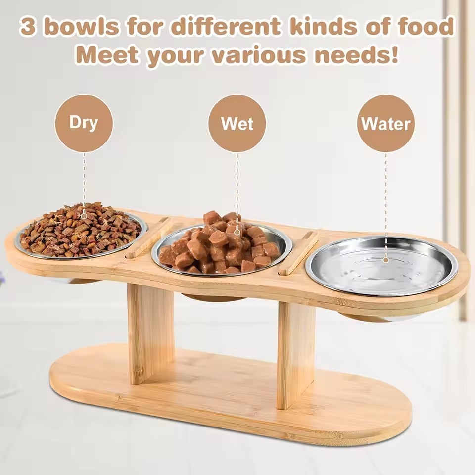 Elevated Cat Bowls Raised Food Bowls 15° Tilted Pet Bowls for Cats and Small Dog