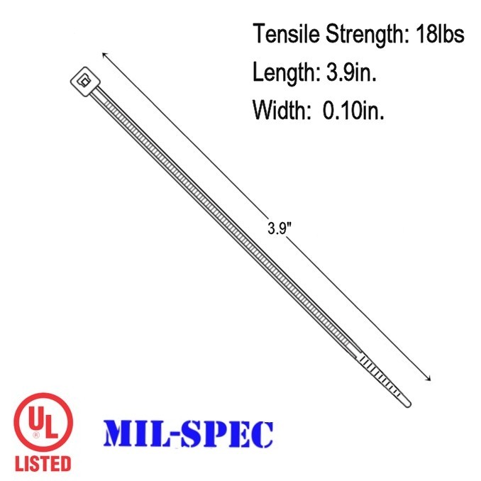 Zip Cable Ties 4" 18lbs 1000pc UV Black Made in USA Nylon Wire Tie Wraps