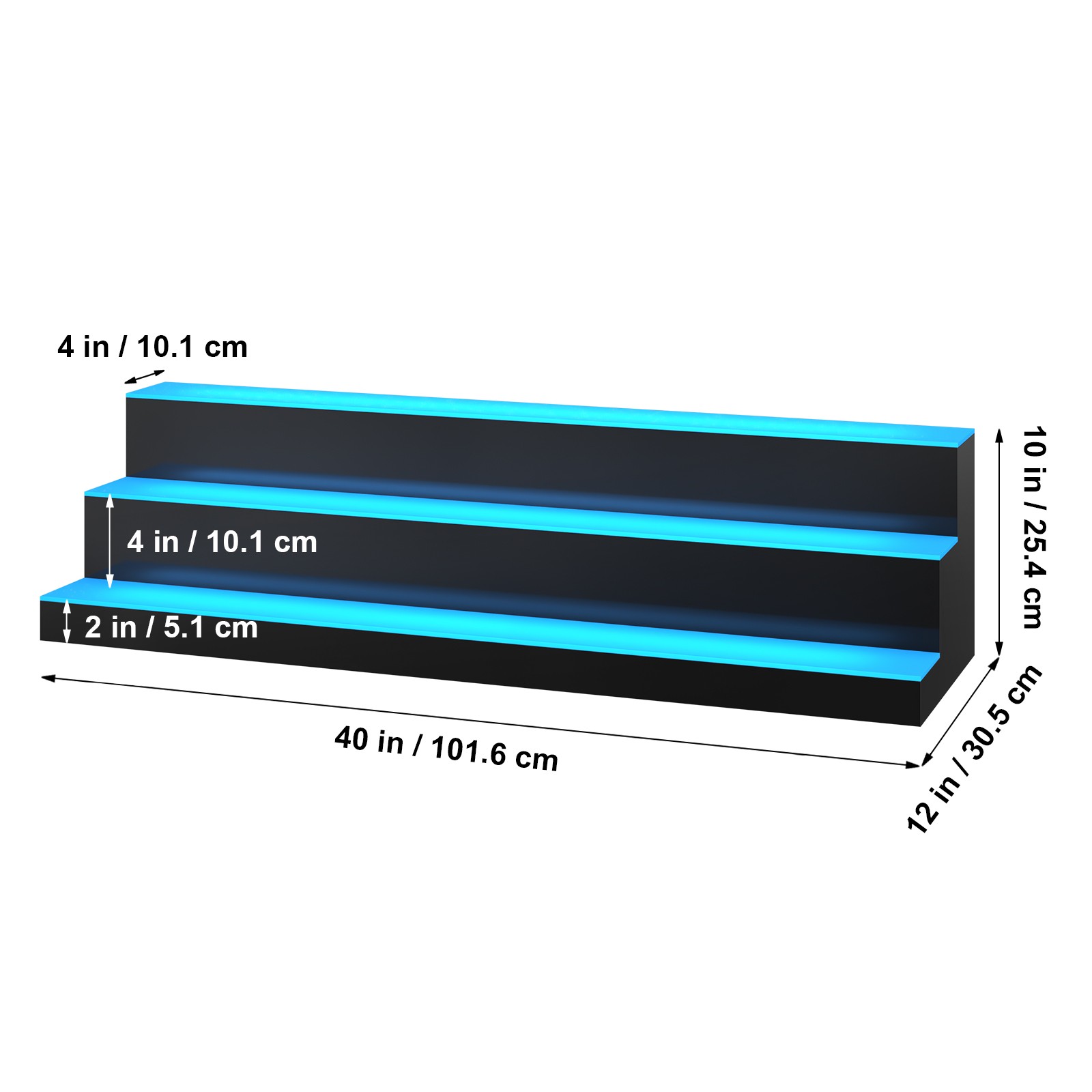 Uimoso LED Lighted Liquor Bottle Display Bar Shelf RF & App Control 40" 3-Step