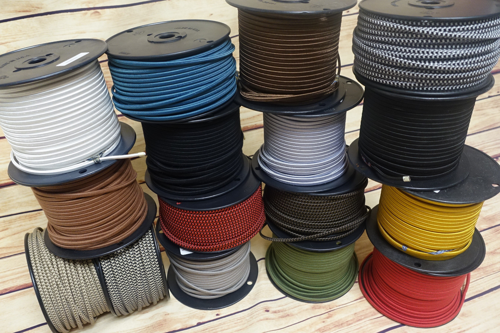 Black/Brown 2-Wire Flat Cloth Covered Cord, Fabric 18ga Vintage Style Lamps, USA