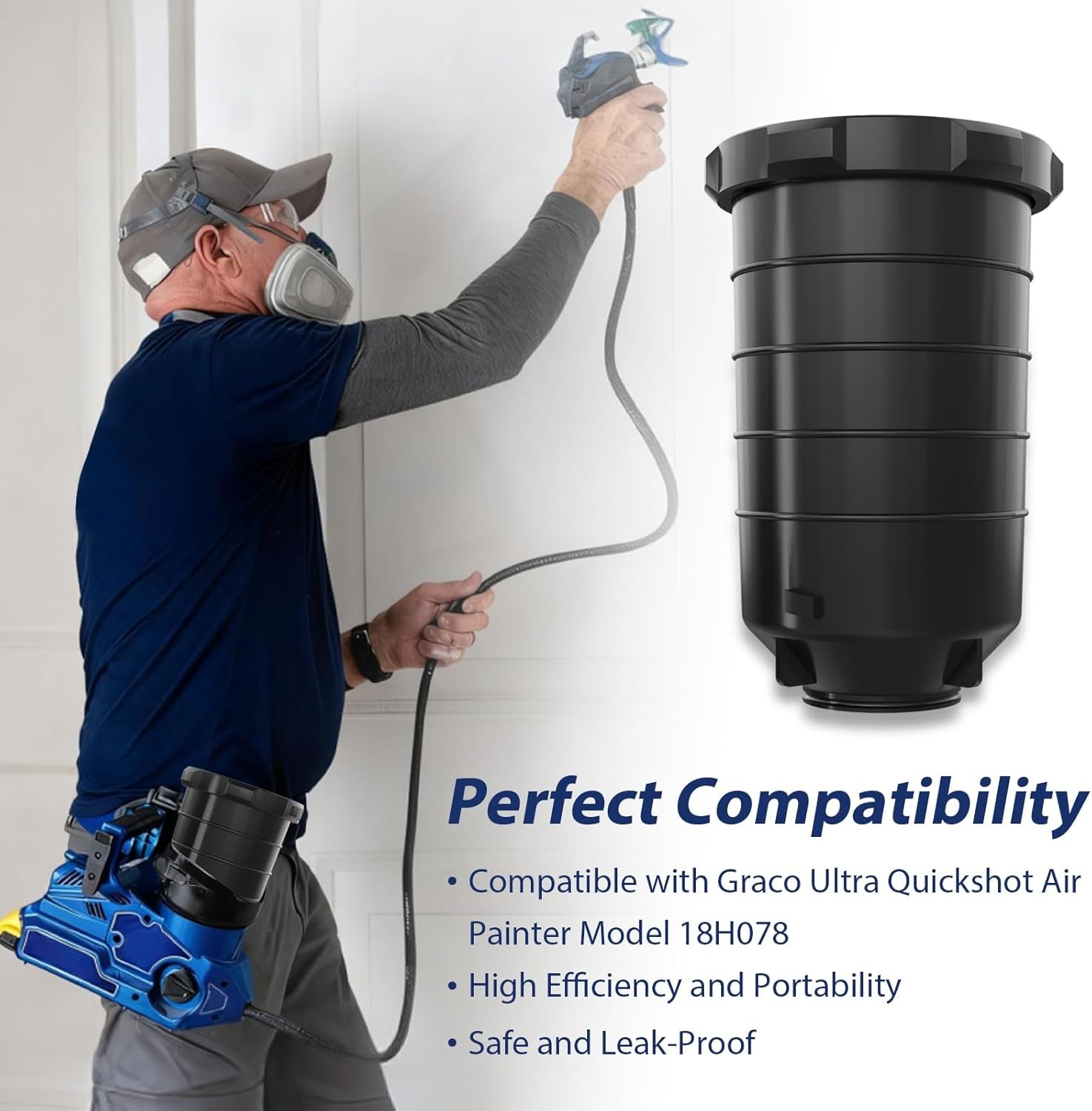 64 oz. / 2qt. cup & lid For Graco Ultra Quickshot Airless Sprayer 18H078 USA