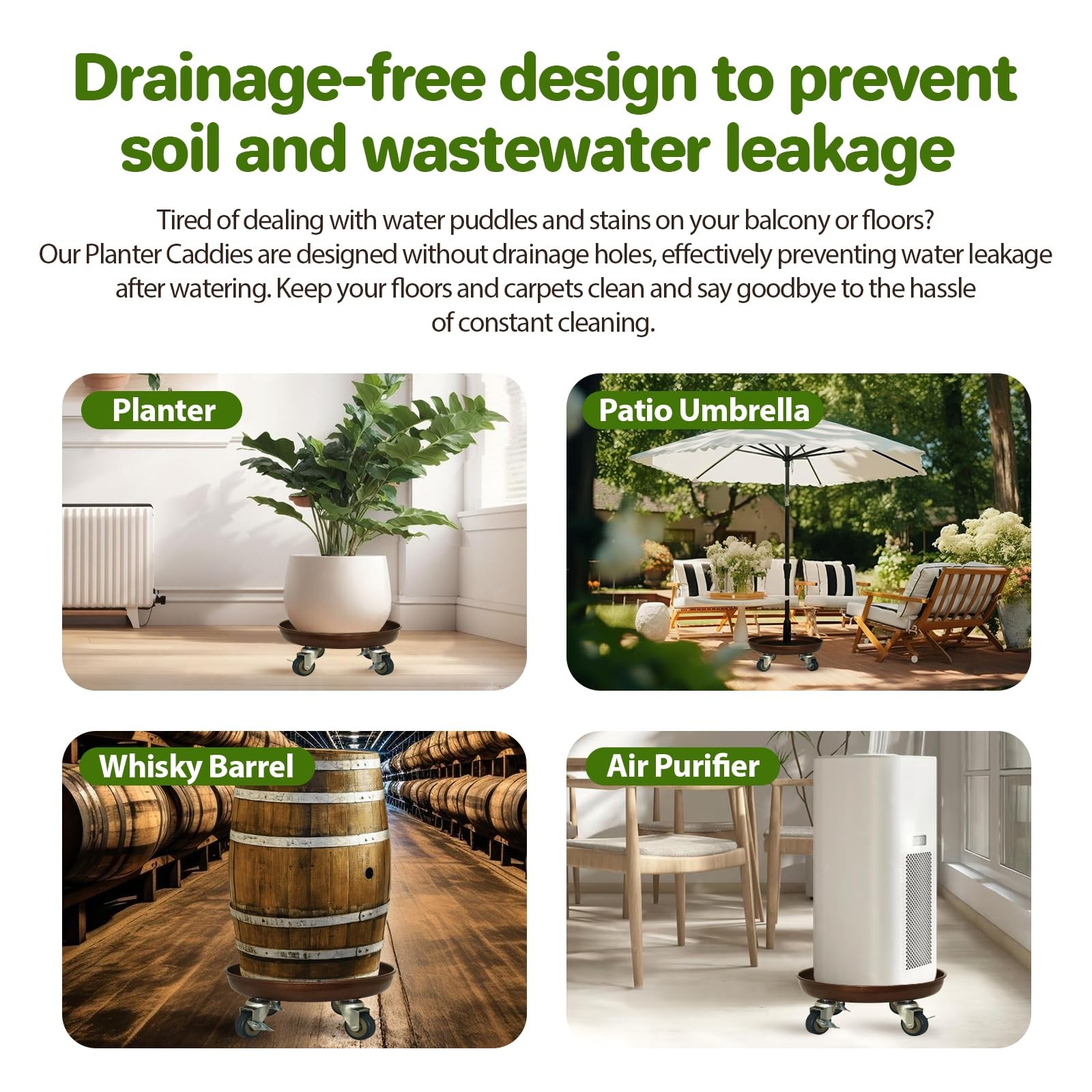 Plant Saucer 12" Rolling Plant Caddy Rolling Plant Stand with Wheels – Heavy ...