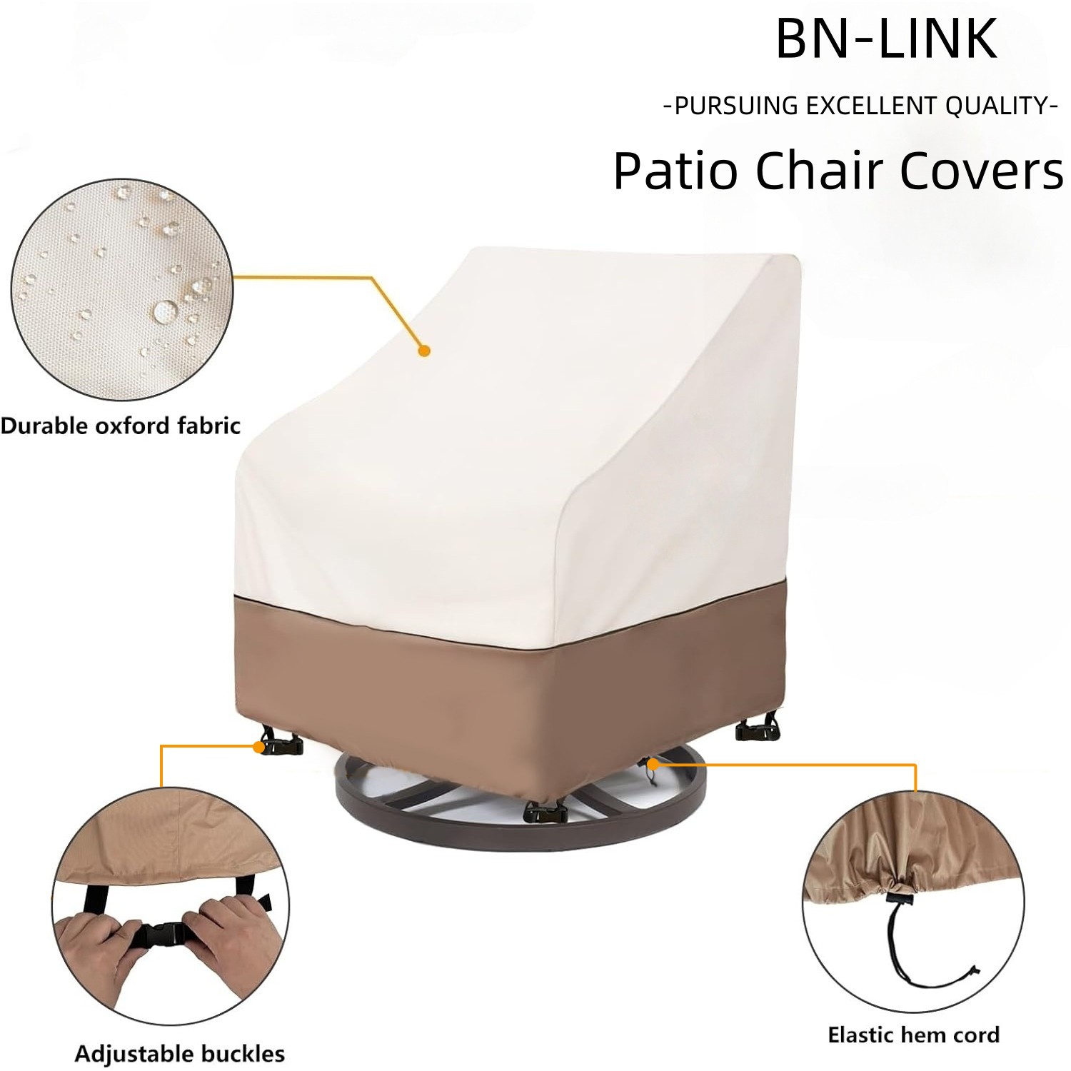 HBN 2Pcs Patio Chair Covers, Waterproof Patio Furniture Covers, 33” x 33” x 36”