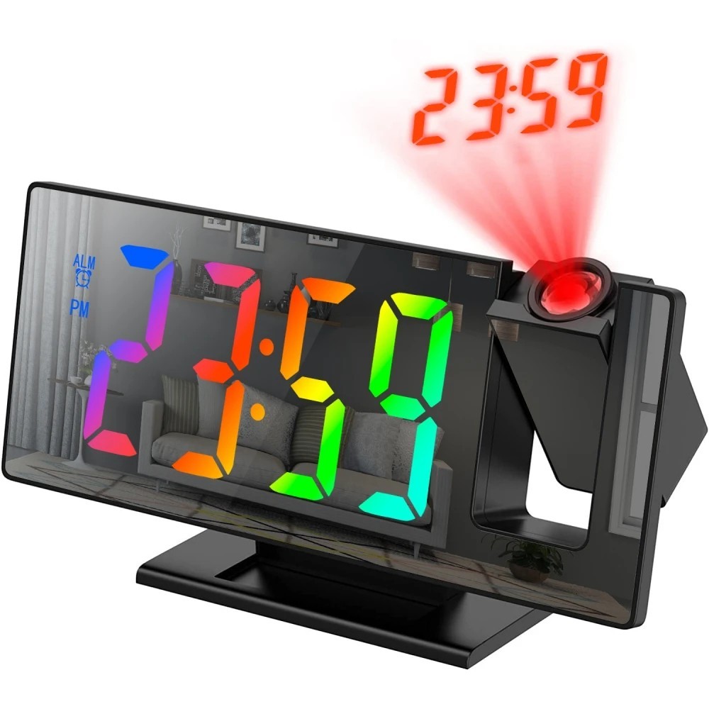 Projection Alarm Clock Digital Clock Time Temperature USB Plug-in LED Clock