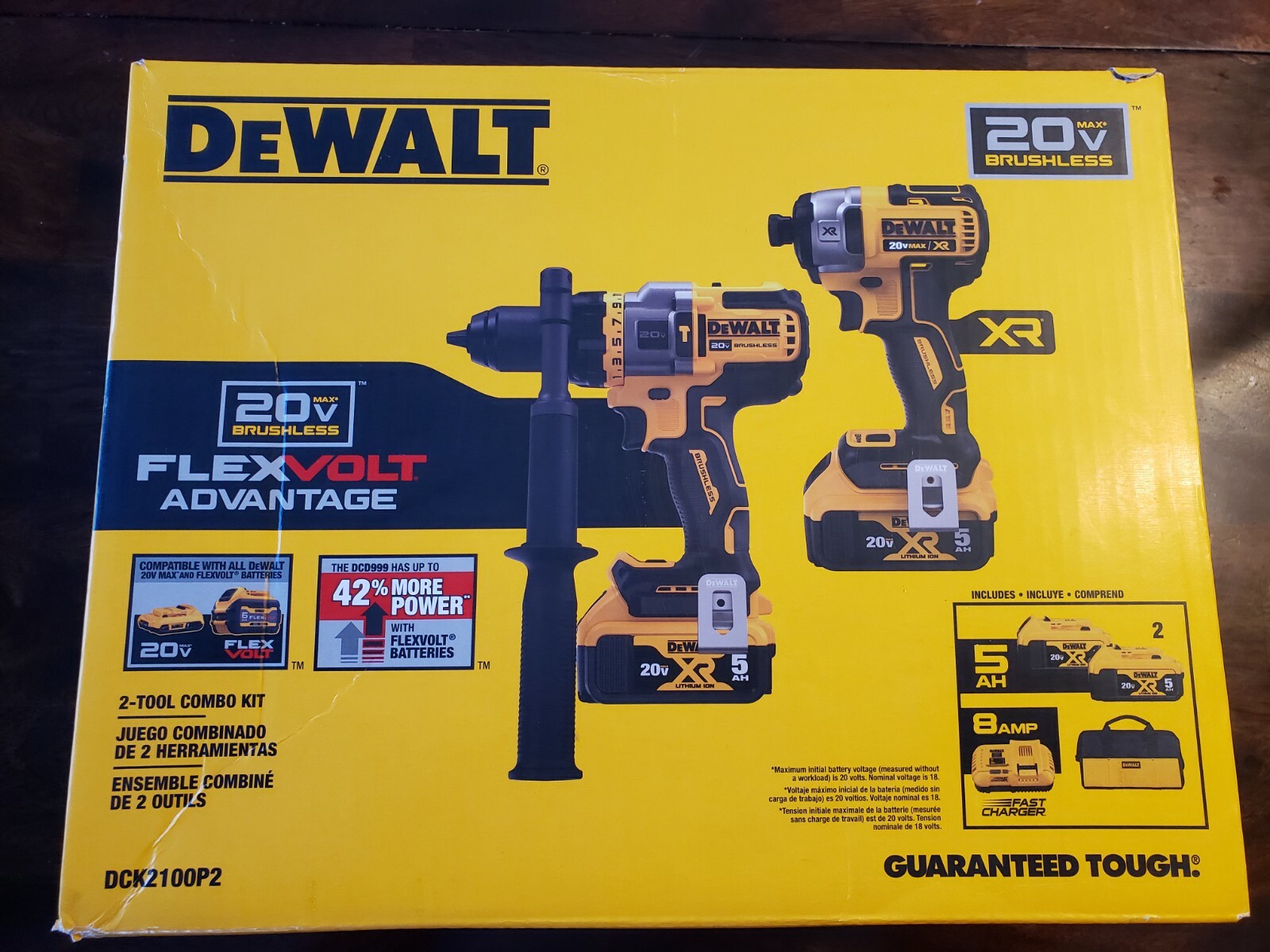DEWALT 20V MAX Hammer Drill / Impact Driver Combo Kit (5 Ah) Flexvolt DCK2100P2