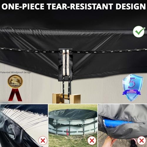 800D Winter Pool Cover 12FT Round [2025 Upgraded Heavy Duty 12Ft (Round Pool)