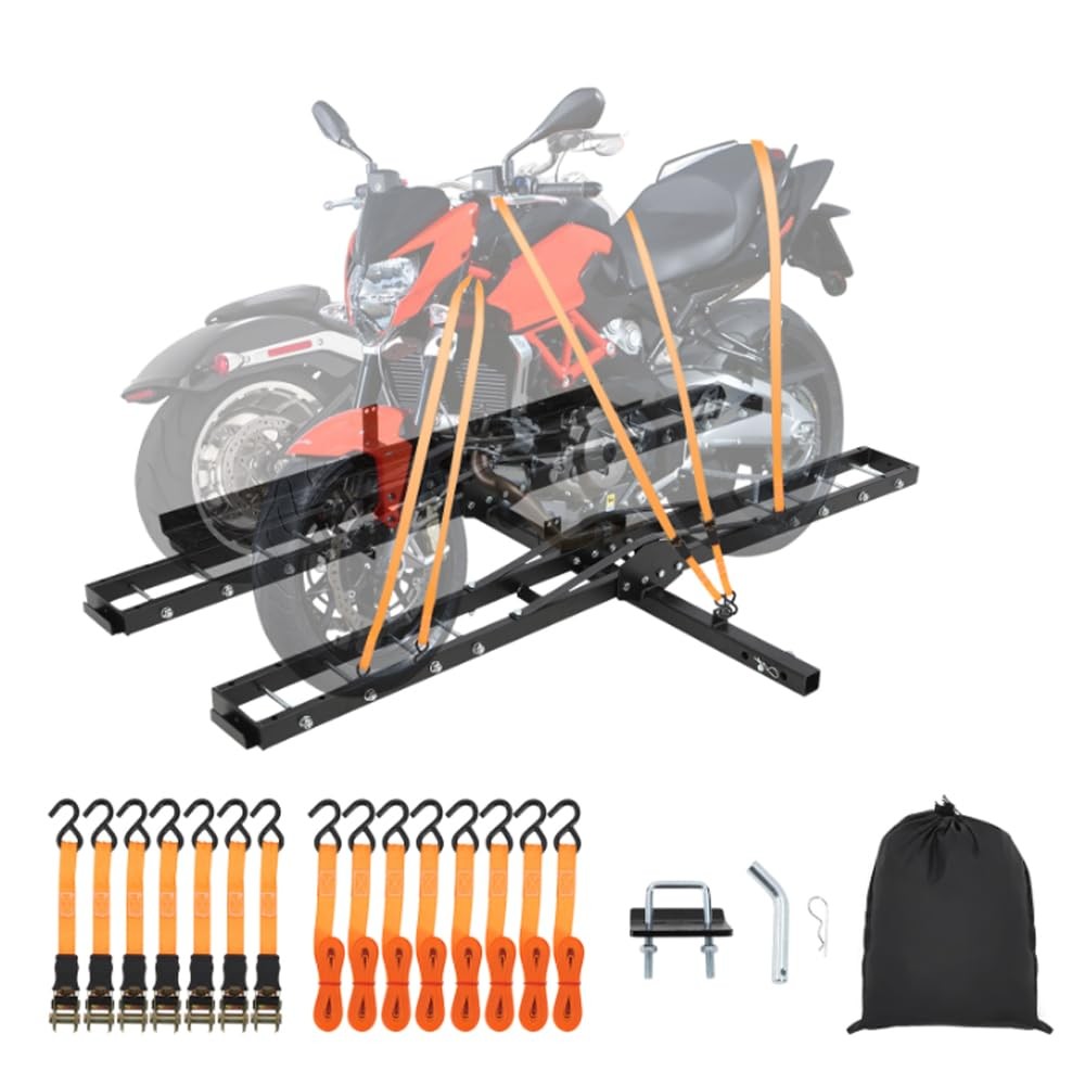 600 LBS Dirt Bike Carrier Rack Dual Motorcycle Carrier Hitch Mount w/Ramp Straps